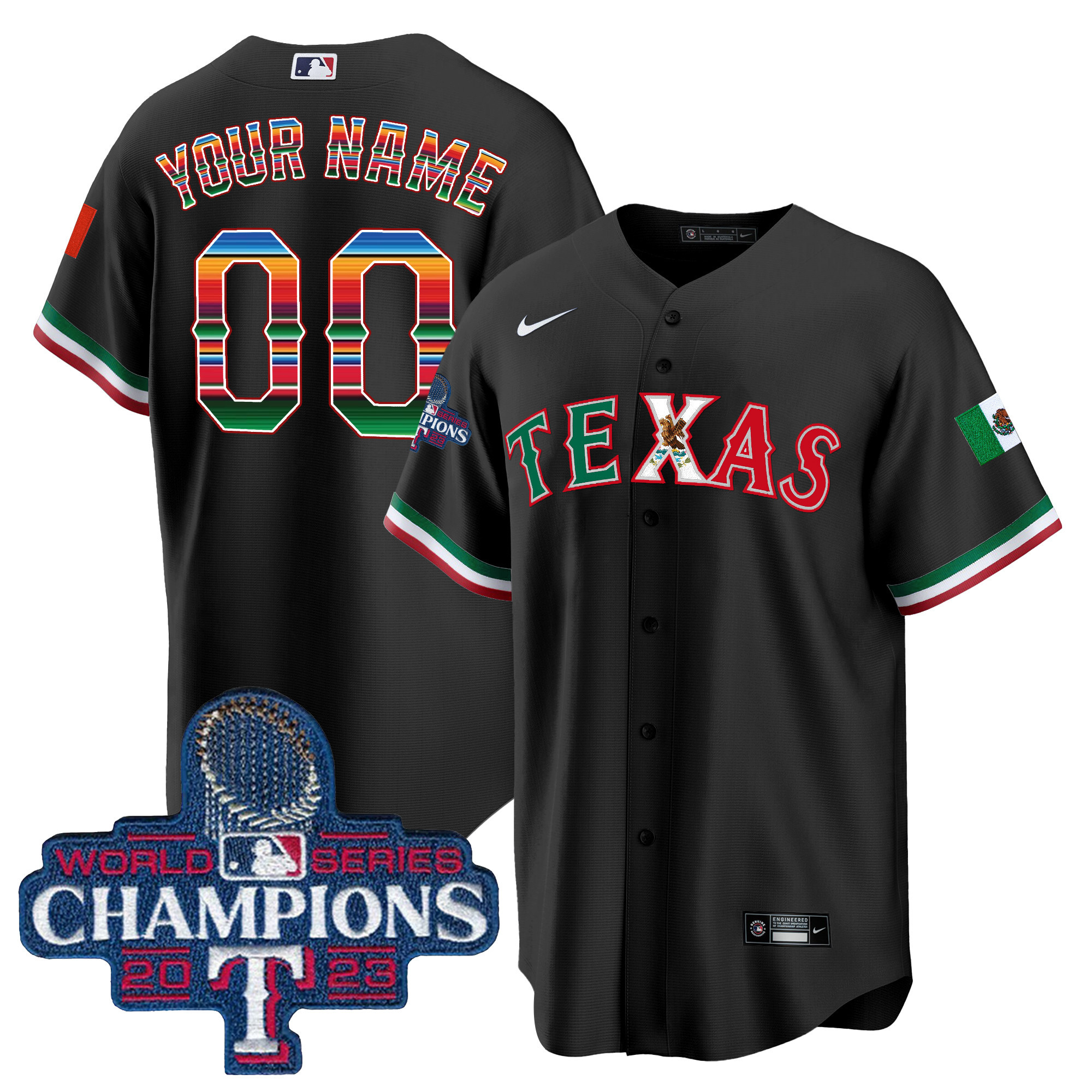 Texas Rangers Mexico 2023 World Series Champions Baseball Custom Jersey V2 - All Stitched - Image 3