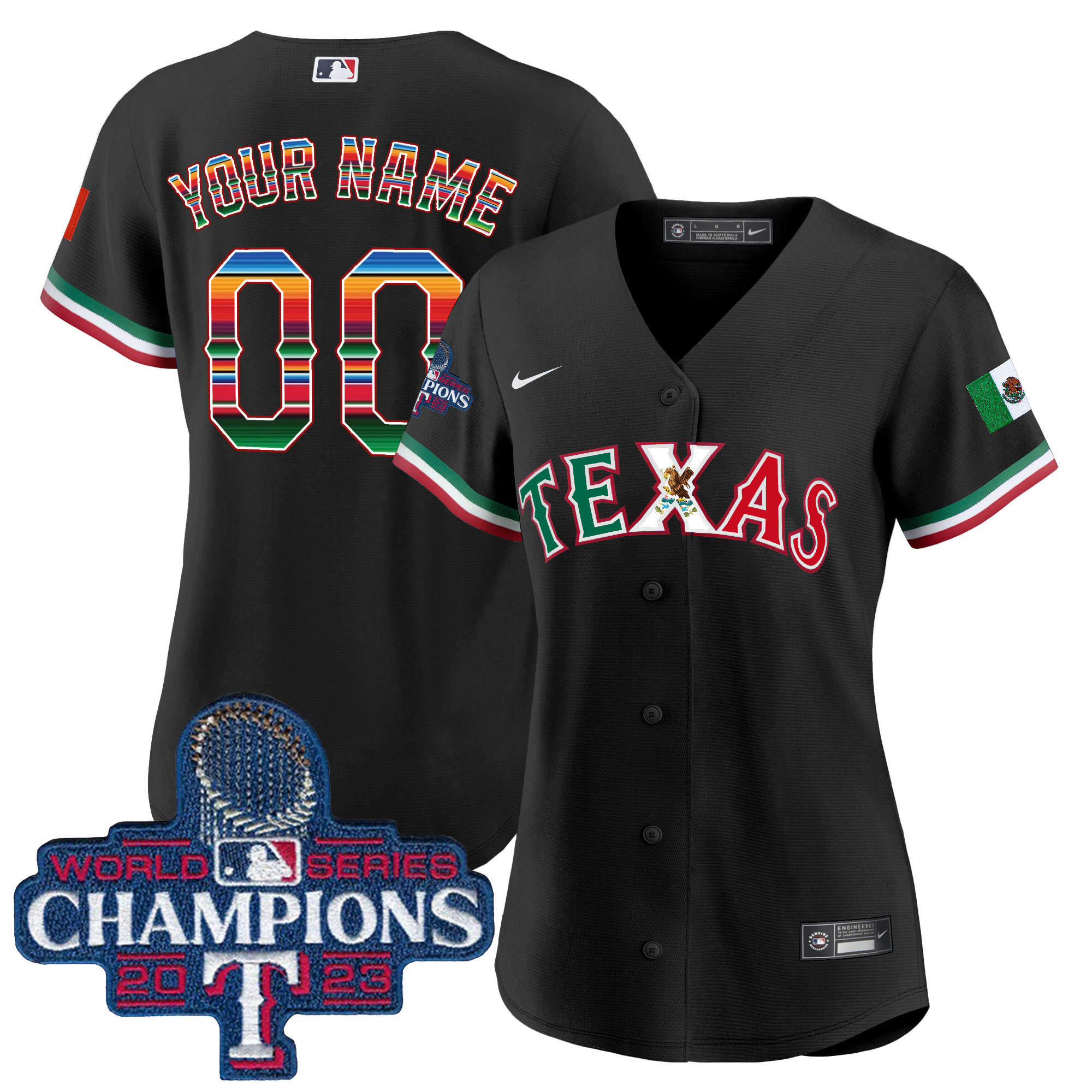 Texas Rangers Mexico 2023 World Series Champions Baseball Custom Jersey V2 - All Stitched - Image 6