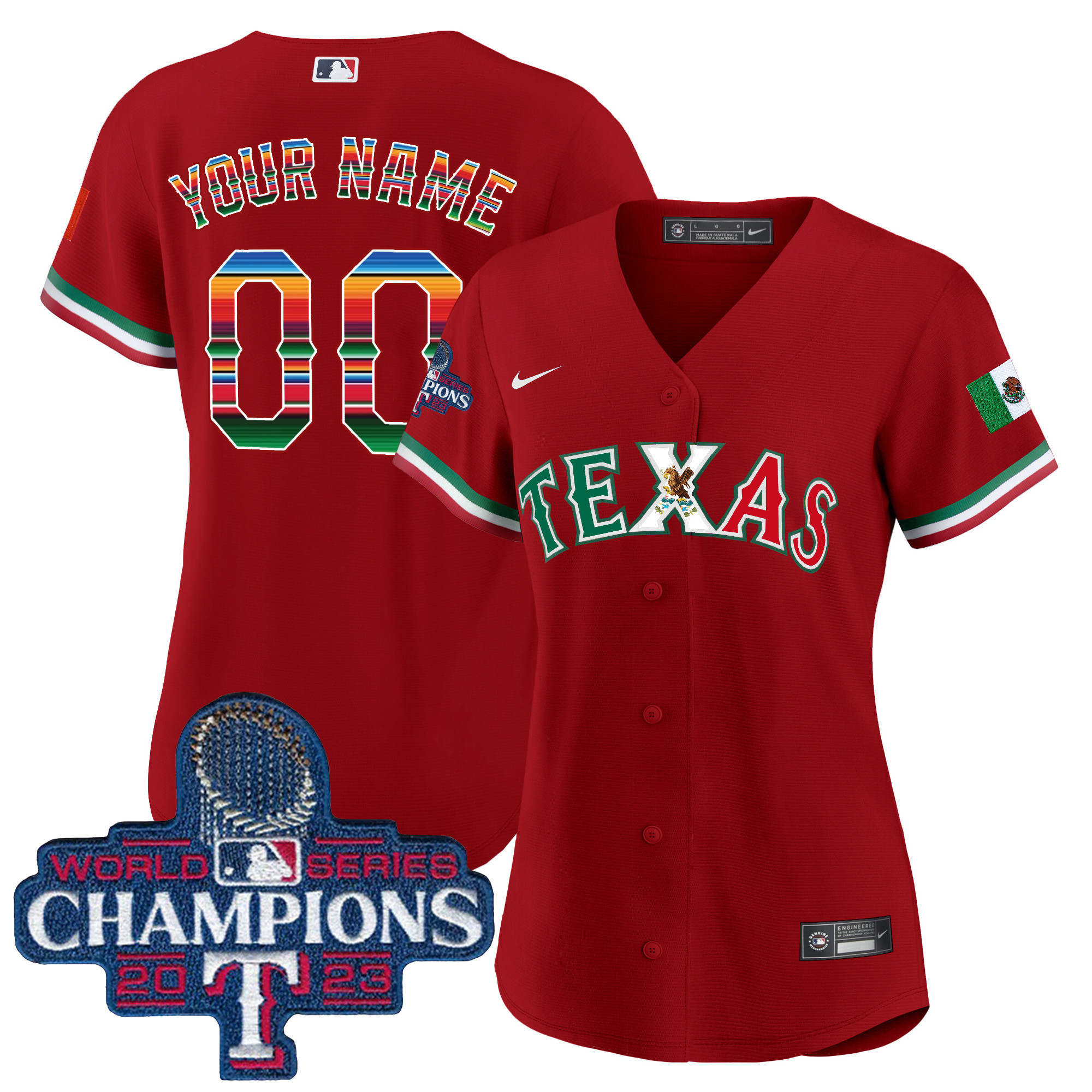Texas Rangers Mexico 2023 World Series Champions Baseball Custom Jersey V2 - All Stitched - Image 5