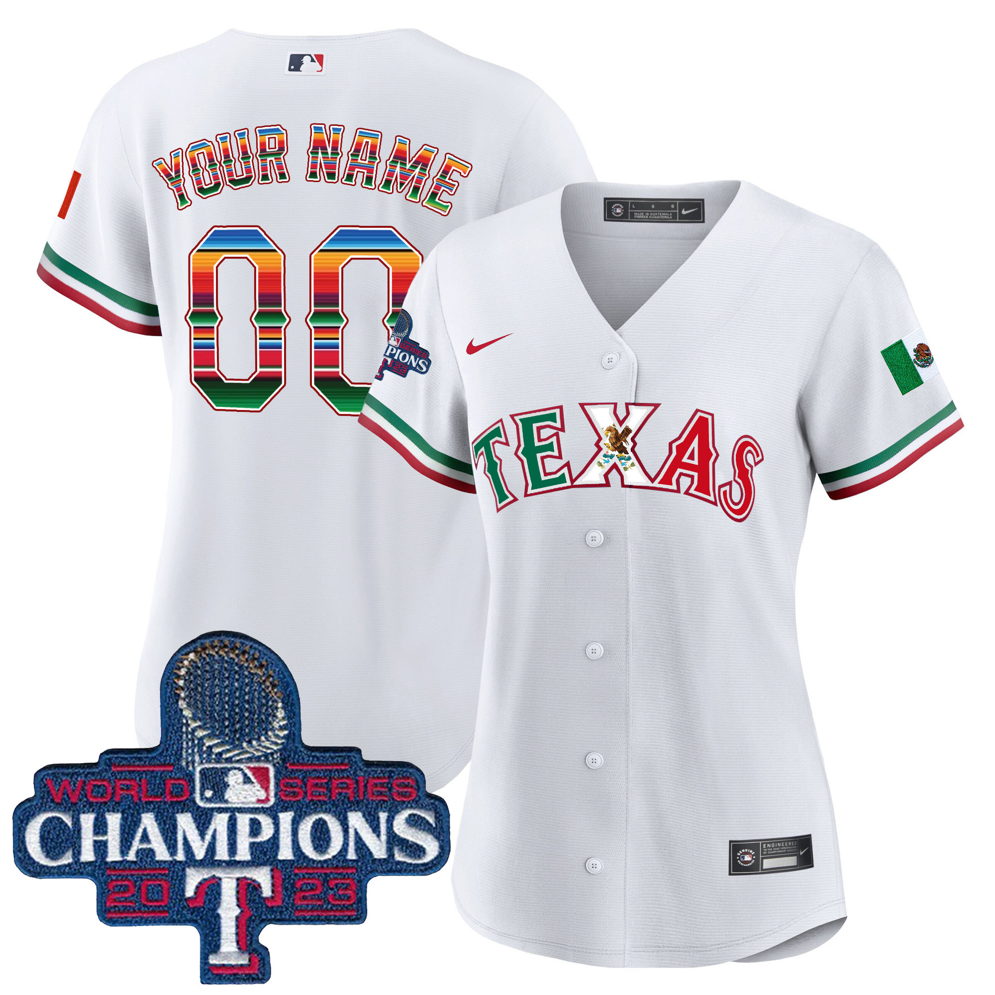 Texas Rangers Mexico 2023 World Series Champions Baseball Custom Jersey V2 - All Stitched - Image 4
