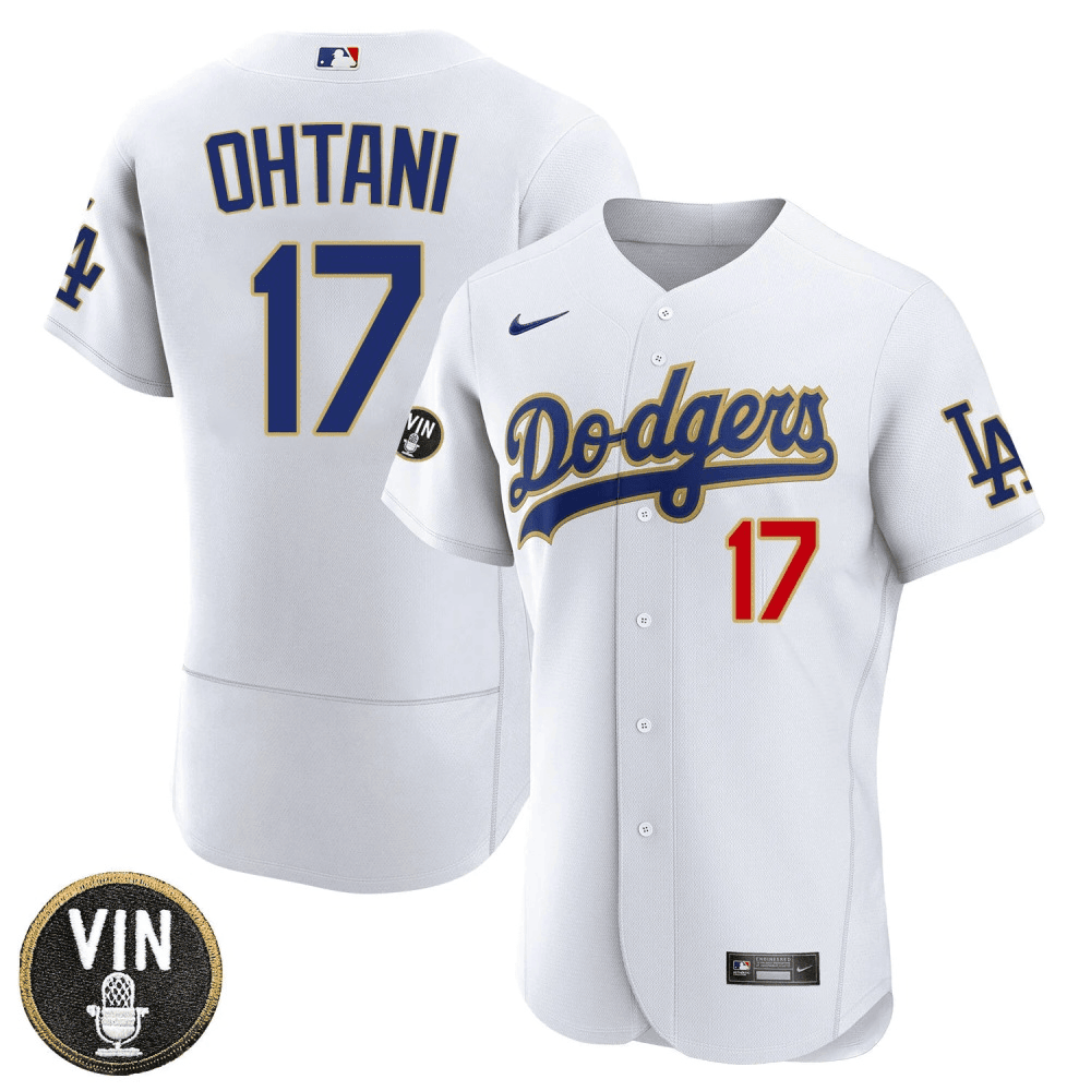 Men’s Shohei Ohtani Los Angeles Dodgers Vin Scully Patch Jersey - All Stitched - Image 8