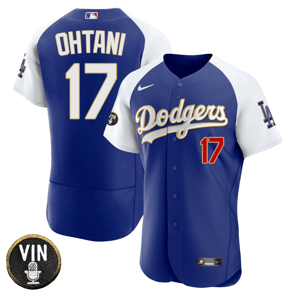 Men’s Shohei Ohtani Los Angeles Dodgers Vin Scully Patch Jersey - All Stitched - Image 10