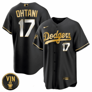 Men’s Shohei Ohtani Dodgers Black Limited Vin Scully Patch Jersey - All Stitched