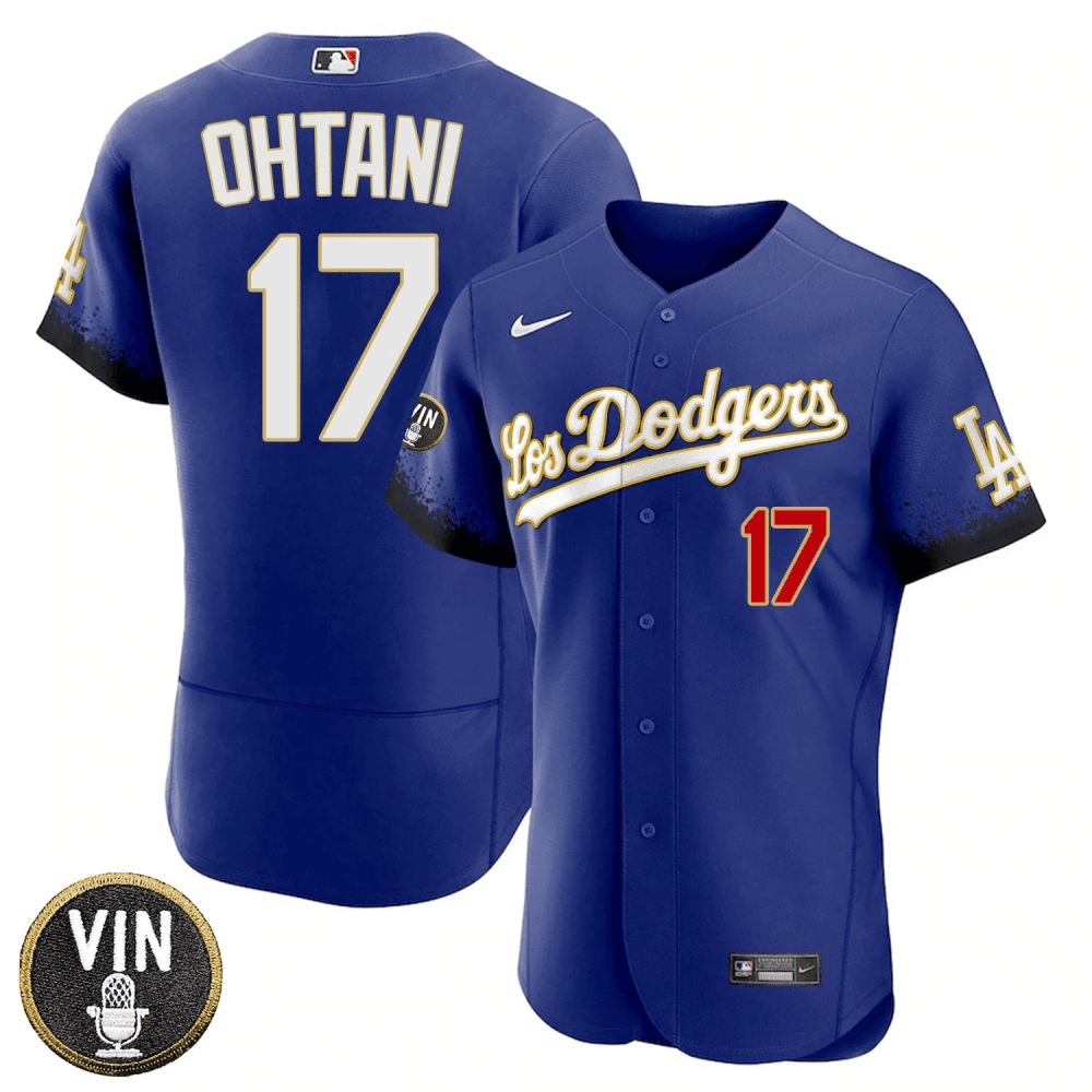 Men’s Shohei Ohtani Dodgers City Connect Vin Scully Patch Jersey - All Stitched - Image 2