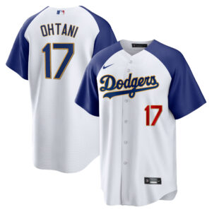 Shohei Ohtani Los Angeles Dodgers Gold Trim Cool Base Jersey - All Stitched