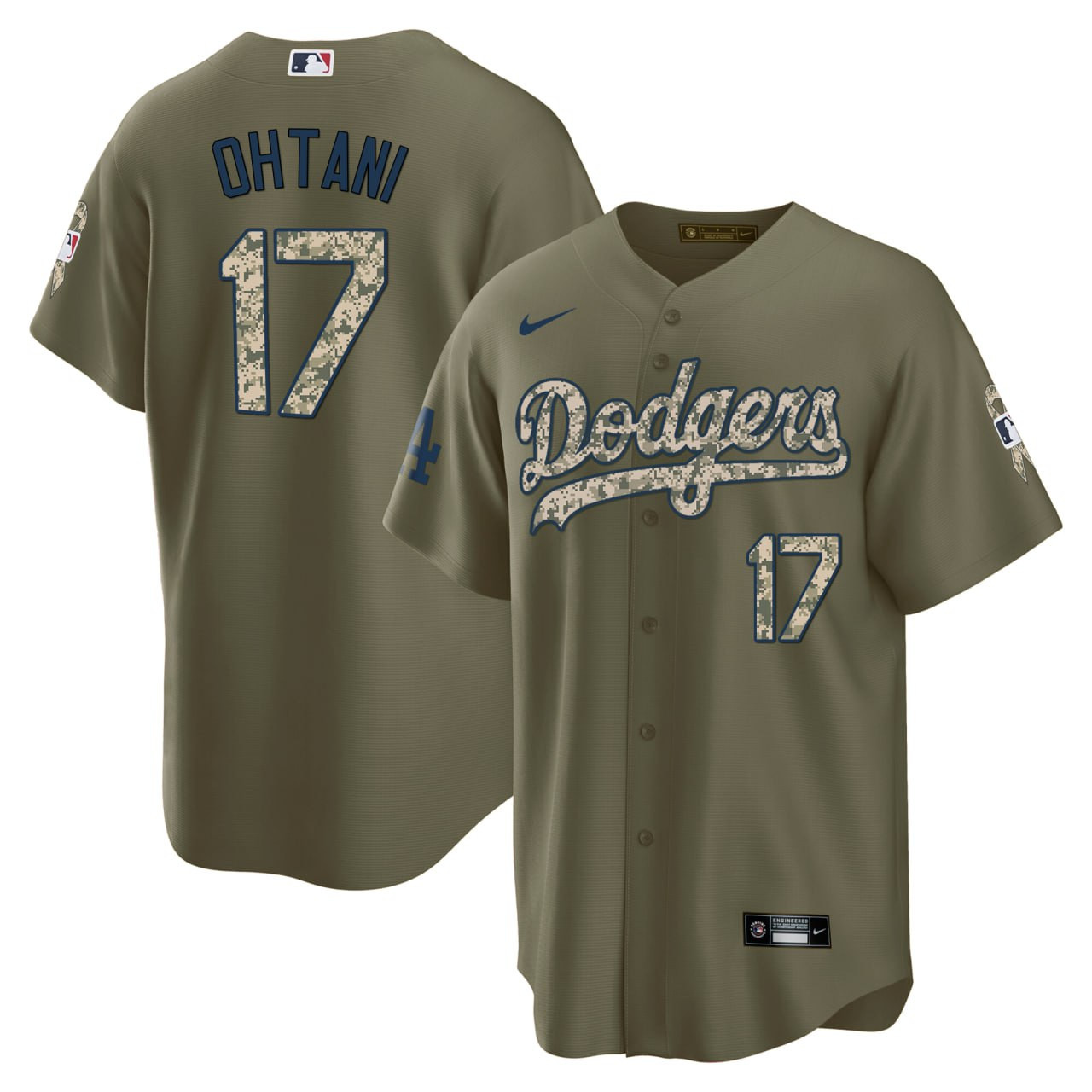 Shohei Ohtani Los Angeles Dodgers Salute To Service Olive Jersey - All Stitched