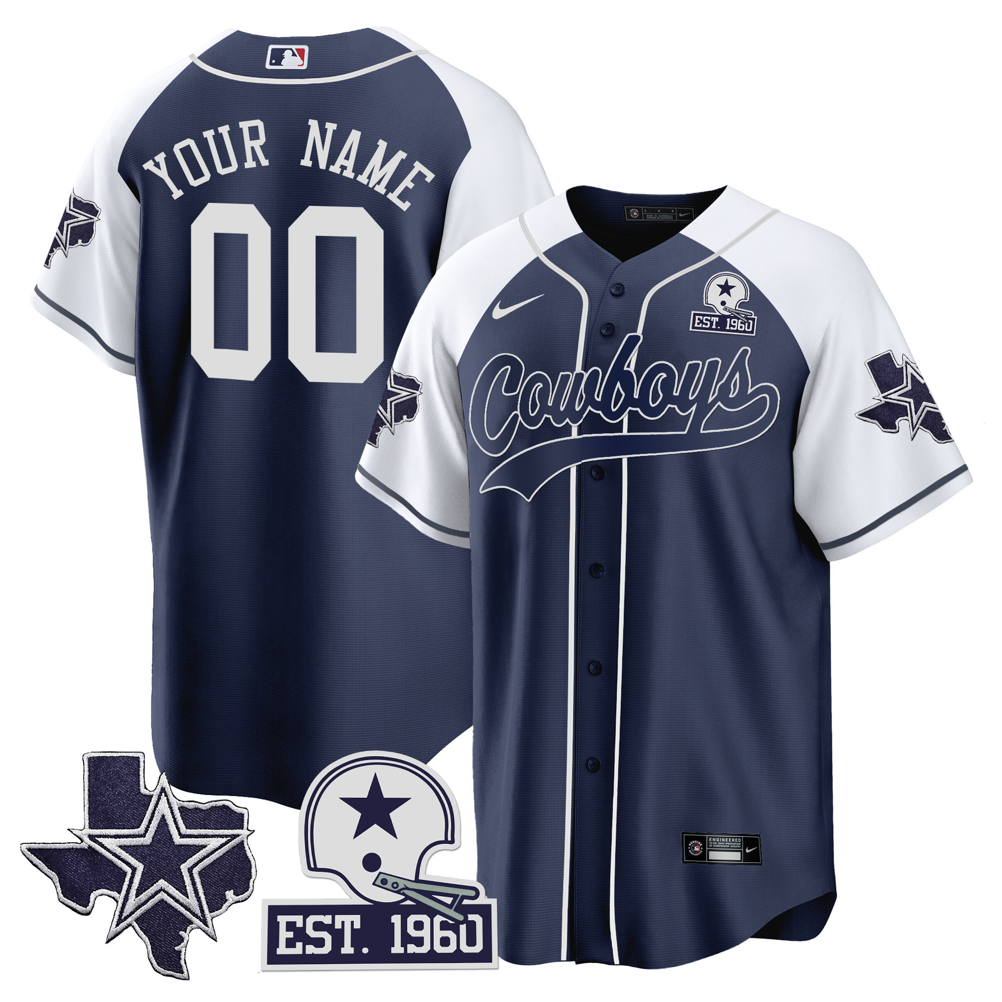 Cowboys Texas Patch Baseball Custom Jersey - All Stitched - Image 3