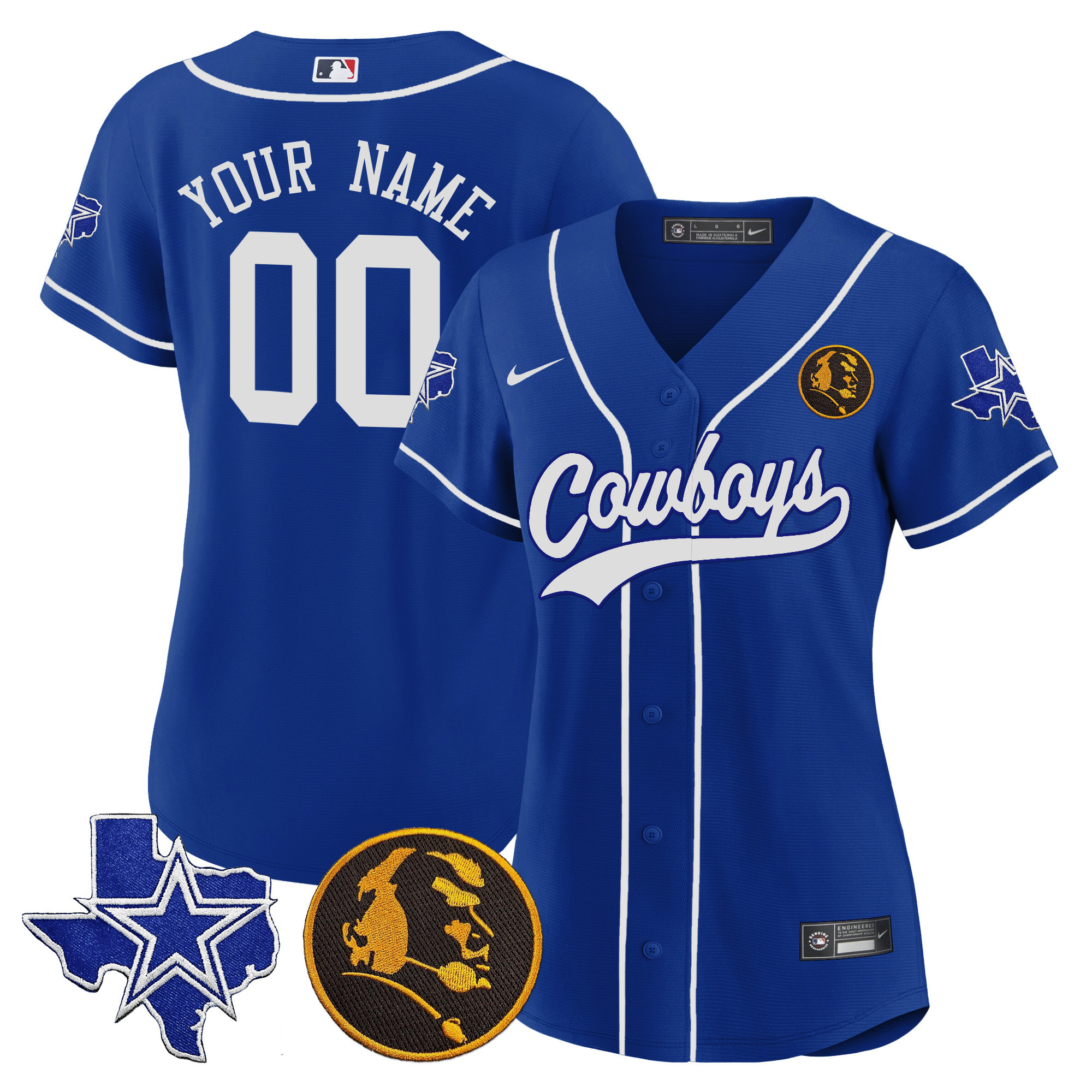 Cowboys Texas & John Madden Patch Baseball Custom Jersey - All Stitched - Image 9