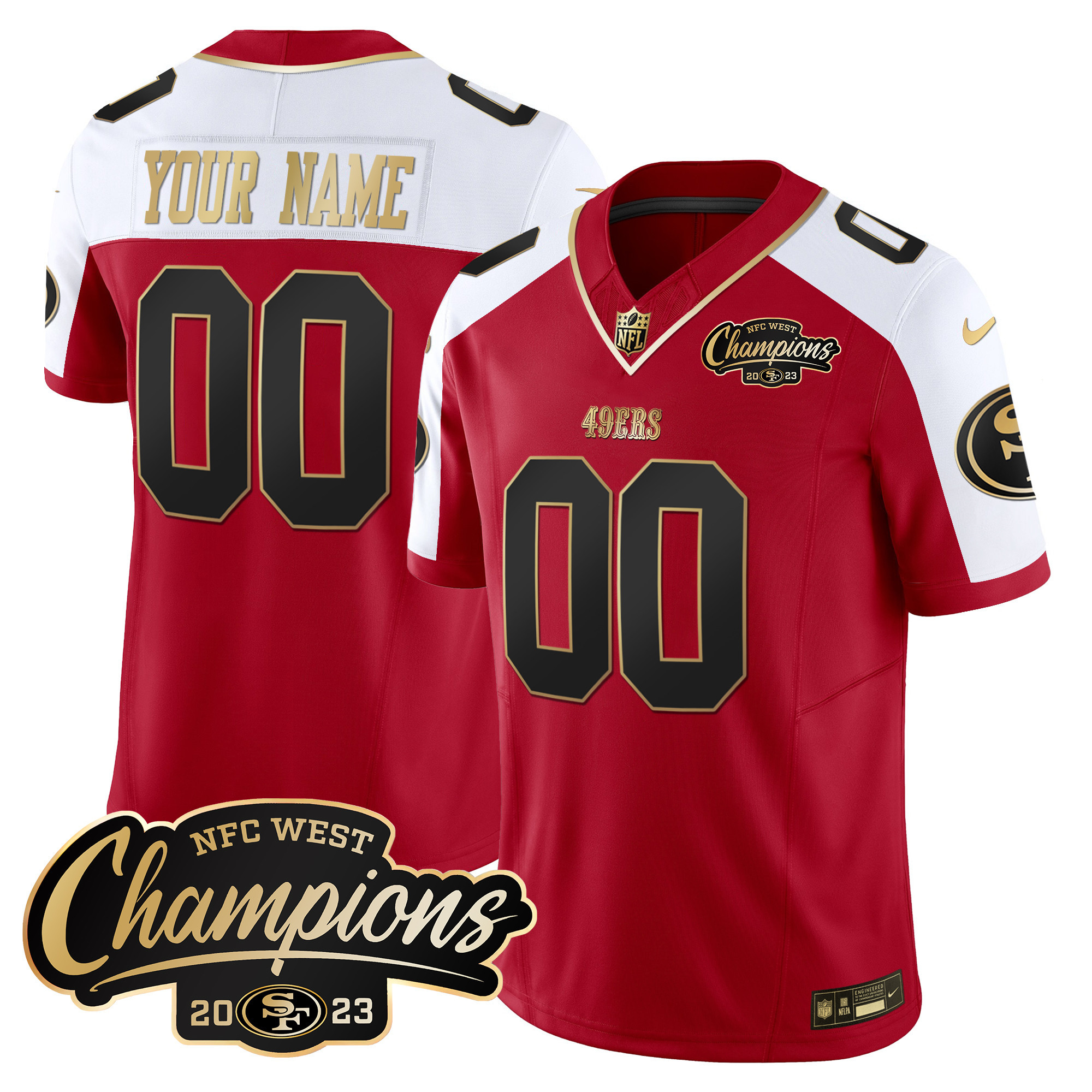 49ers 2023 NFC West Champions Patch Vapor Custom Jersey - All Stitched - Image 5