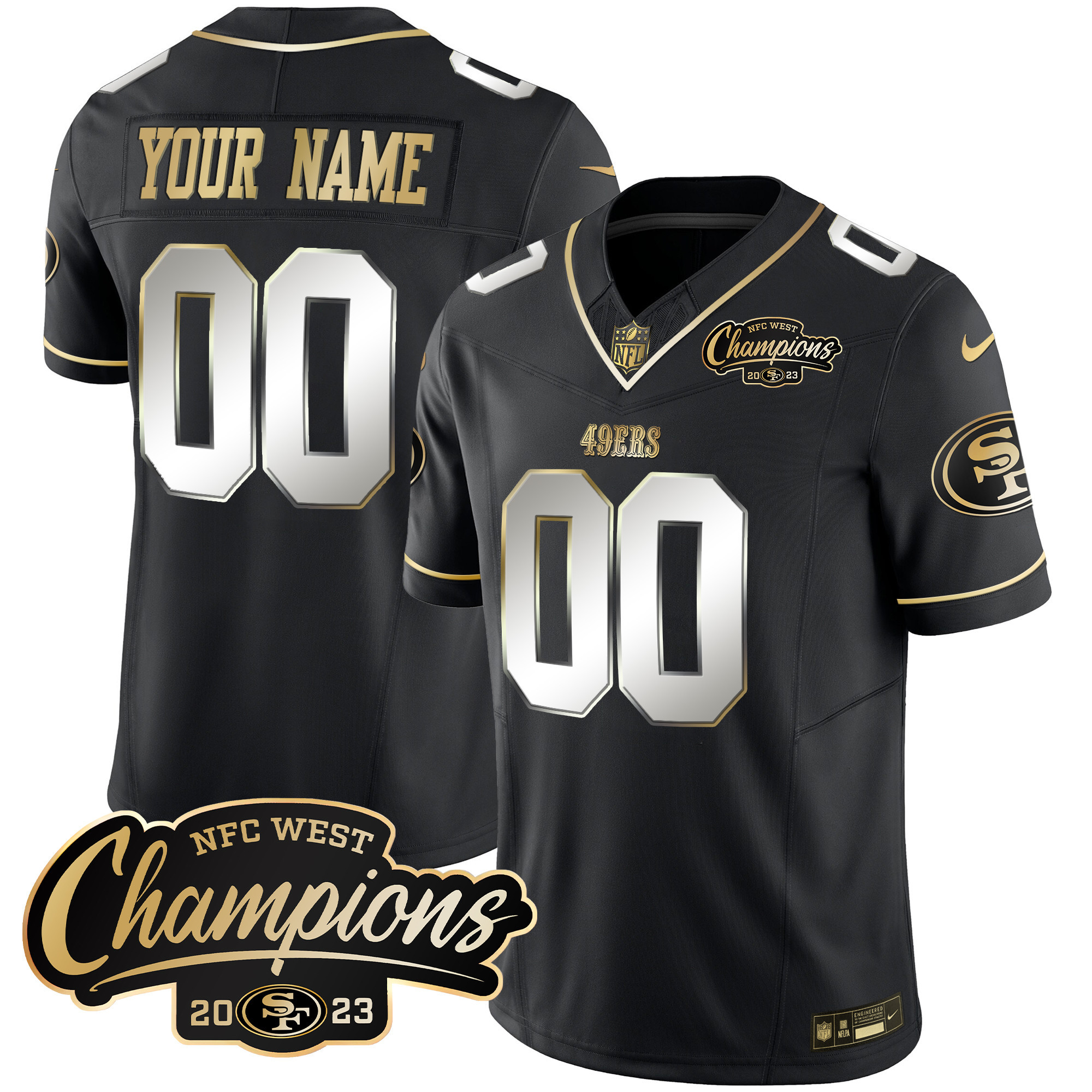 49ers 2023 NFC West Champions Patch Vapor Custom Jersey - All Stitched - Image 4