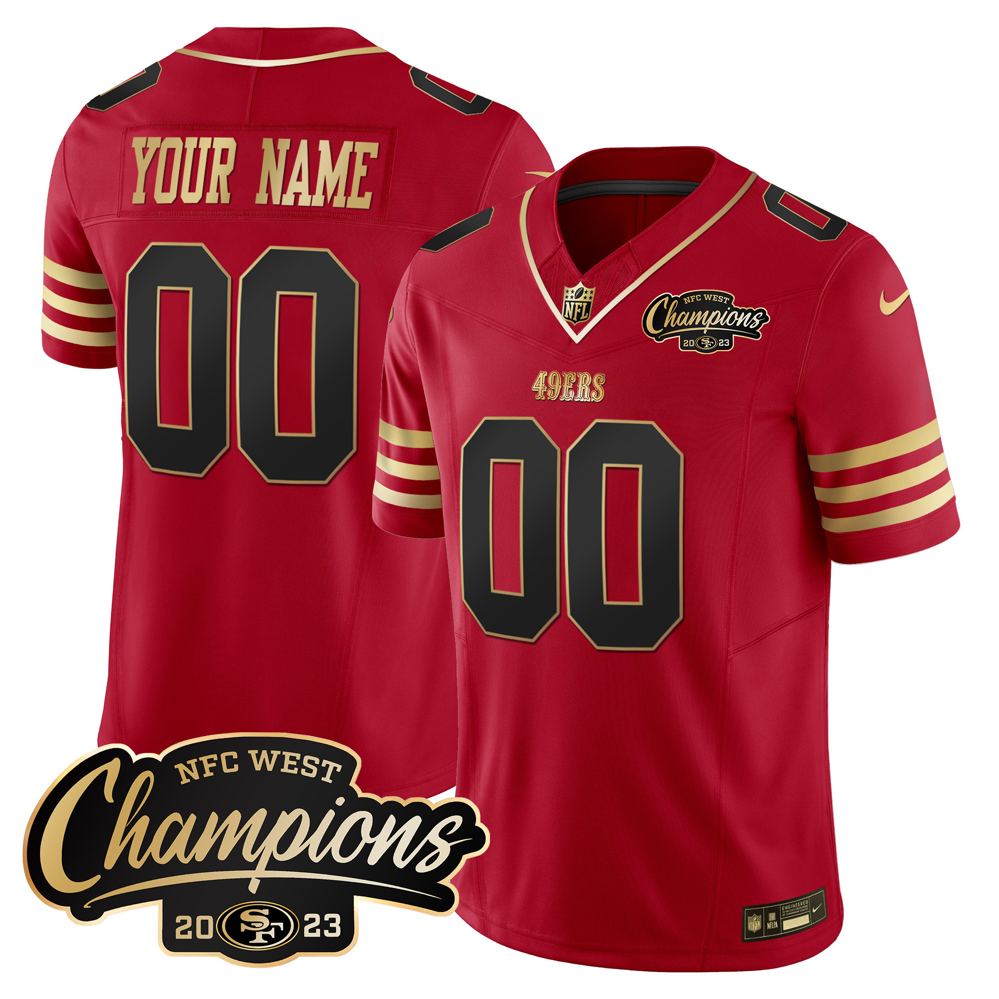 49ers 2023 NFC West Champions Patch Vapor Custom Jersey - All Stitched - Image 2
