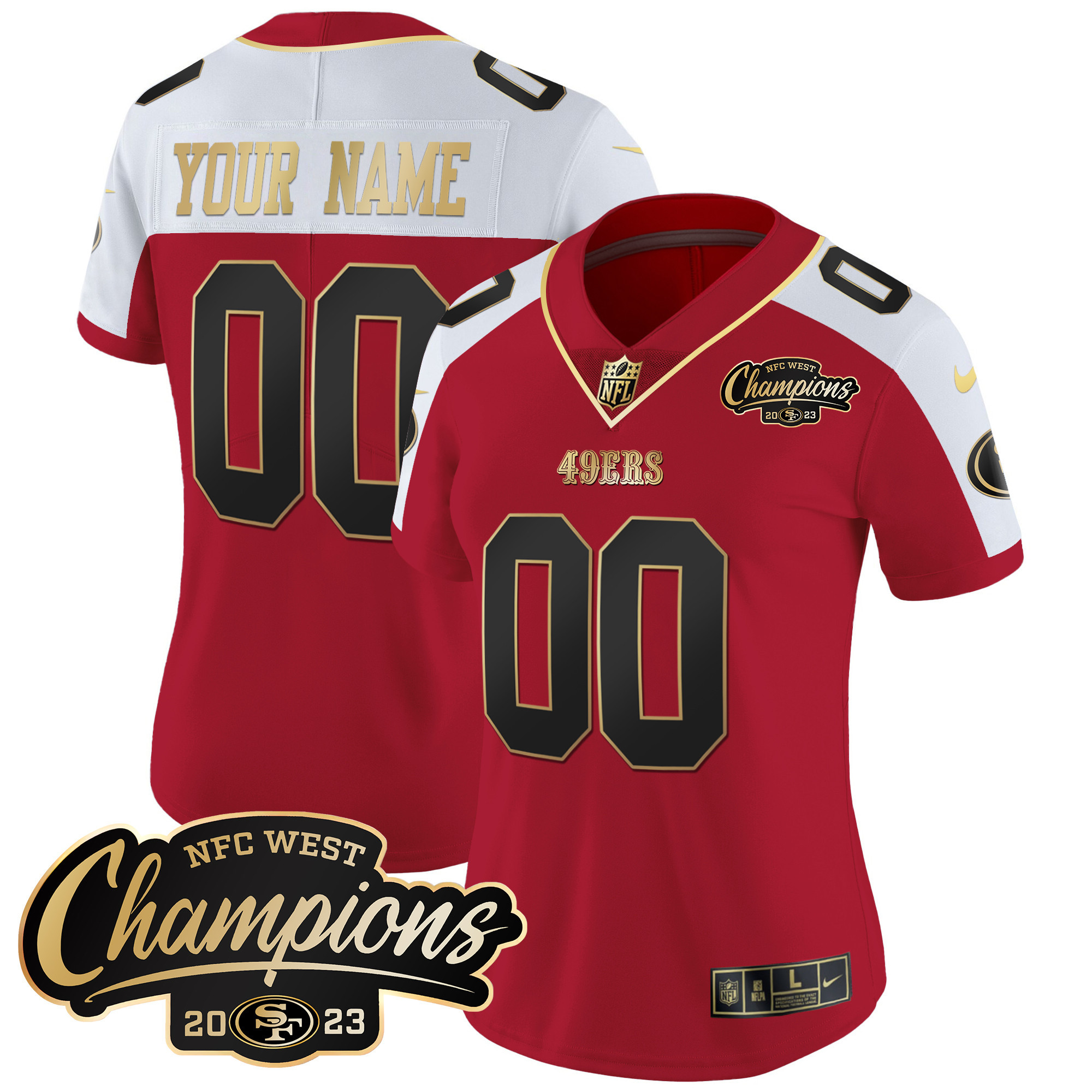 49ers 2023 NFC West Champions Patch Vapor Custom Jersey - All Stitched - Image 10