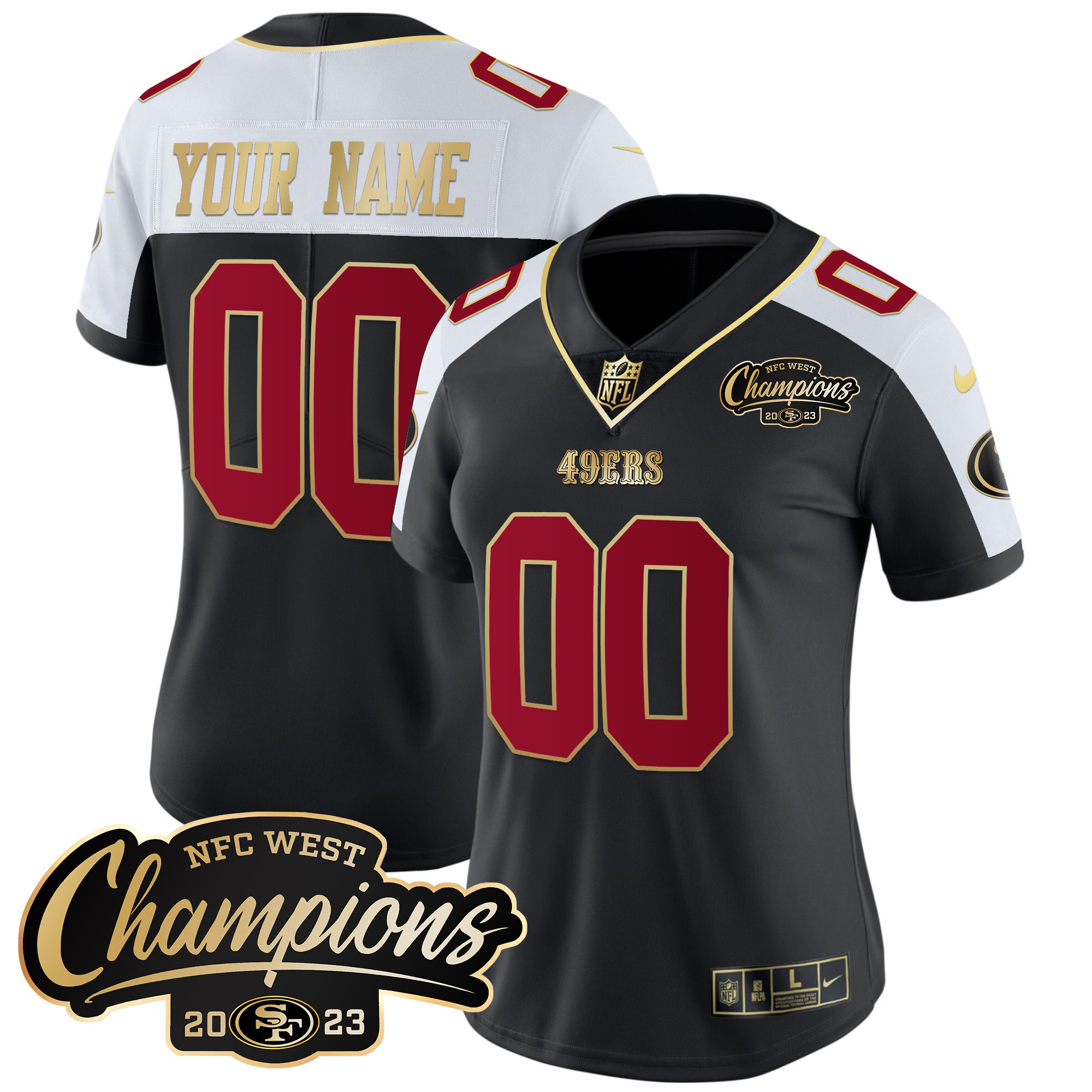 49ers 2023 NFC West Champions Patch Vapor Custom Jersey - All Stitched - Image 6
