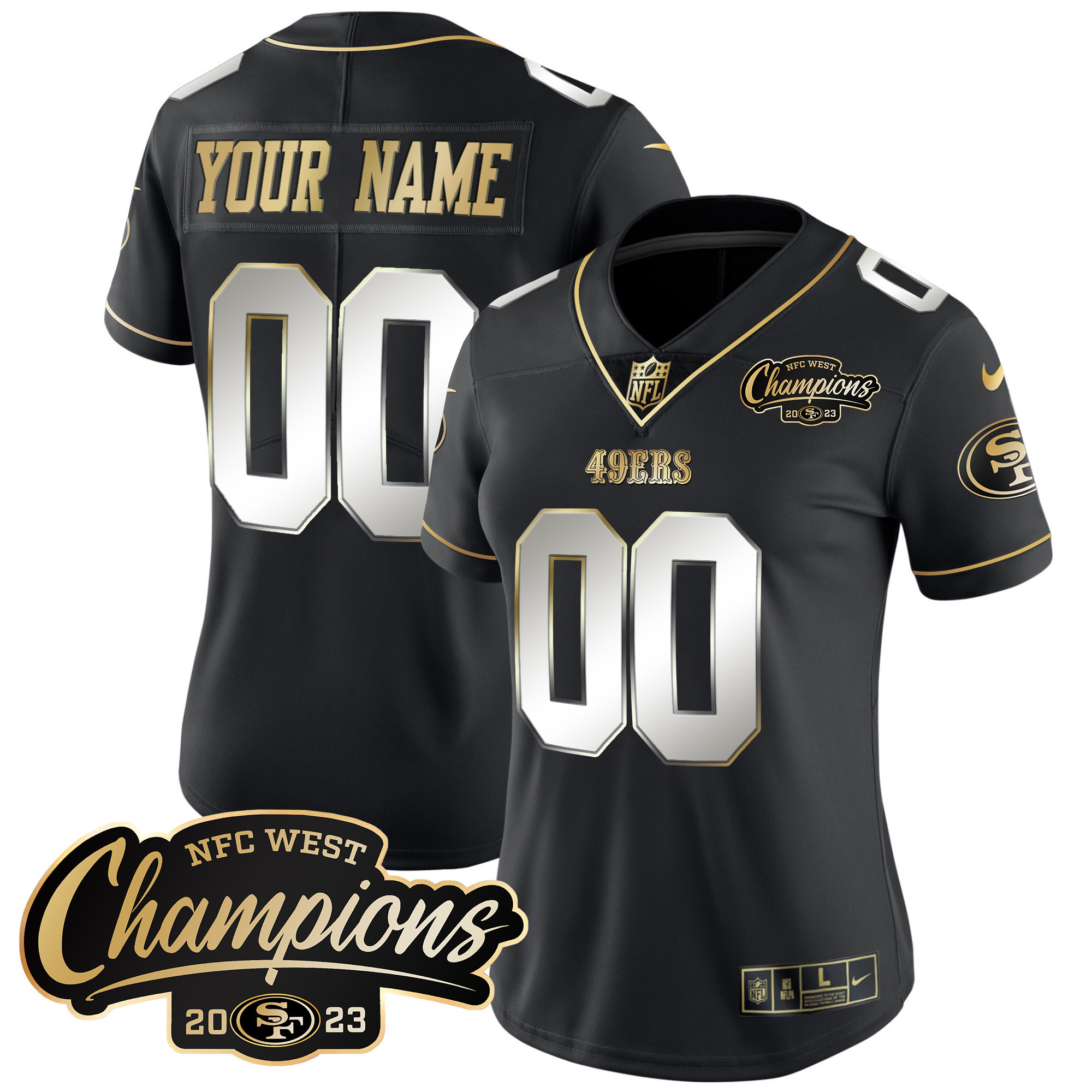 49ers 2023 NFC West Champions Patch Vapor Custom Jersey - All Stitched - Image 9