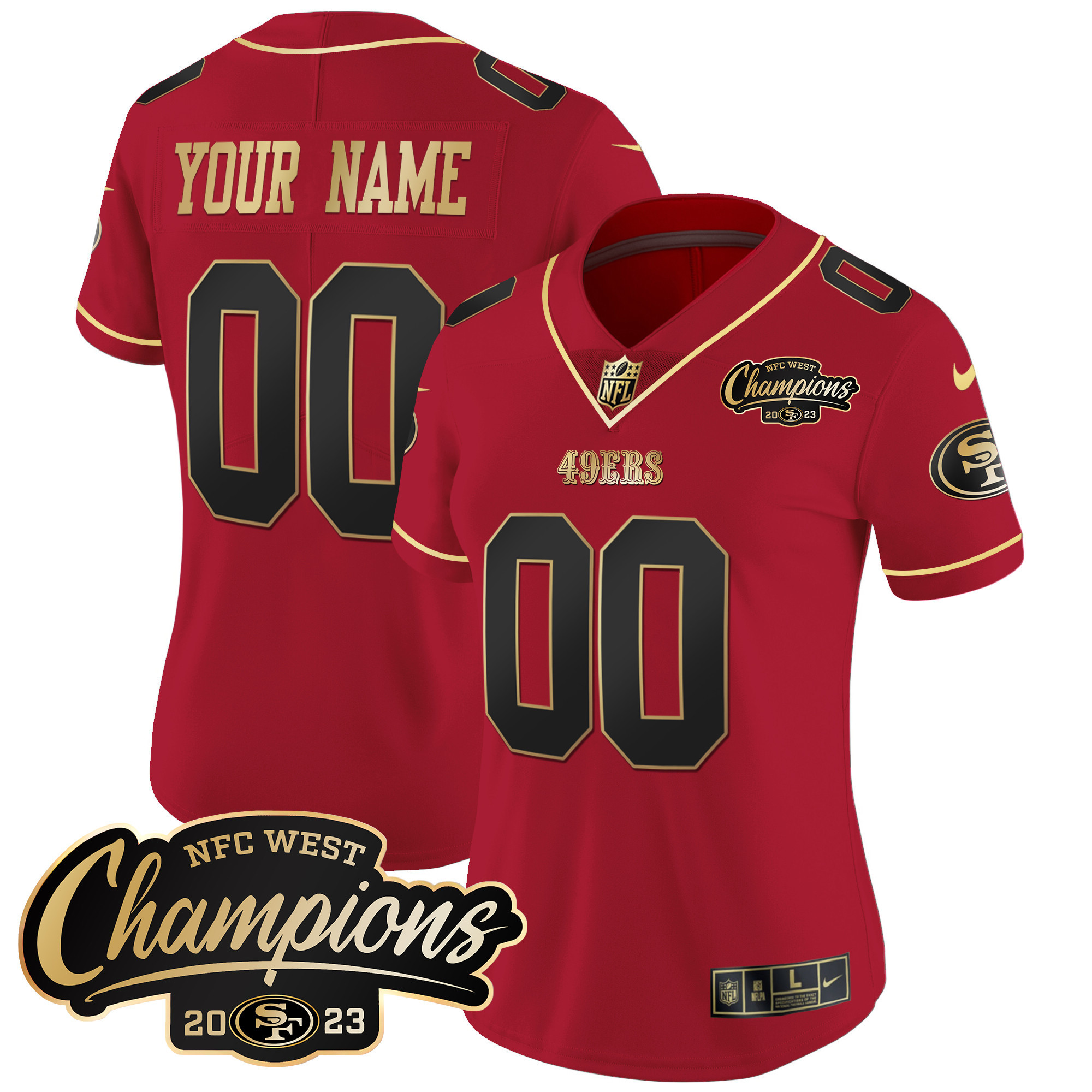 49ers 2023 NFC West Champions Patch Vapor Custom Jersey - All Stitched - Image 8