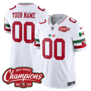 49ers Mexico 2023 NFC West Champions Patch Vapor Custom Jersey - All Stitched