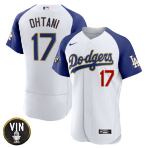 Men's Dodgers Vin Scully Patch Flex Base Gold Trim Jersey V2 - All Stitched