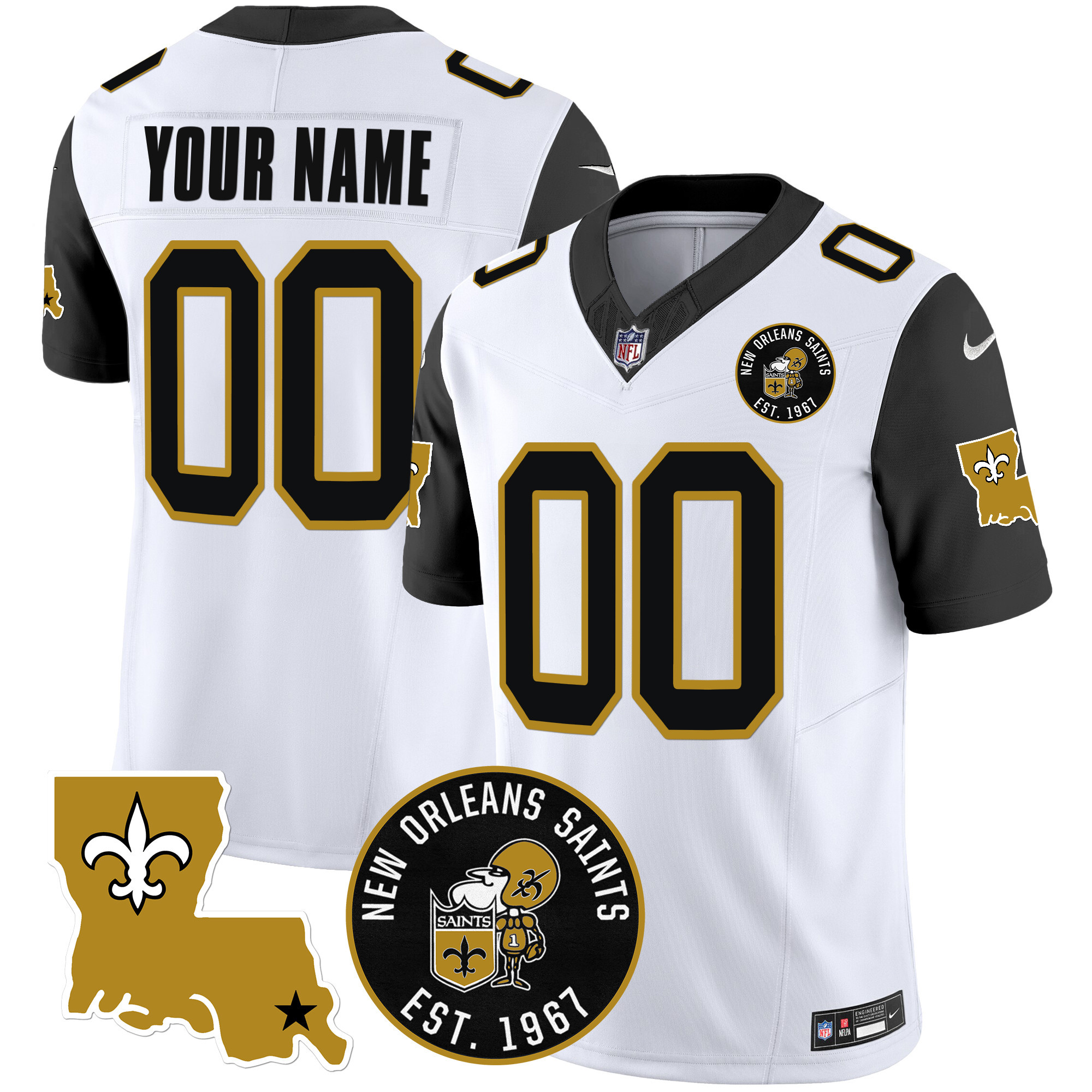Saints EST. 1967 Patch Vapor Custom Jersey - All Stitched - Image 6