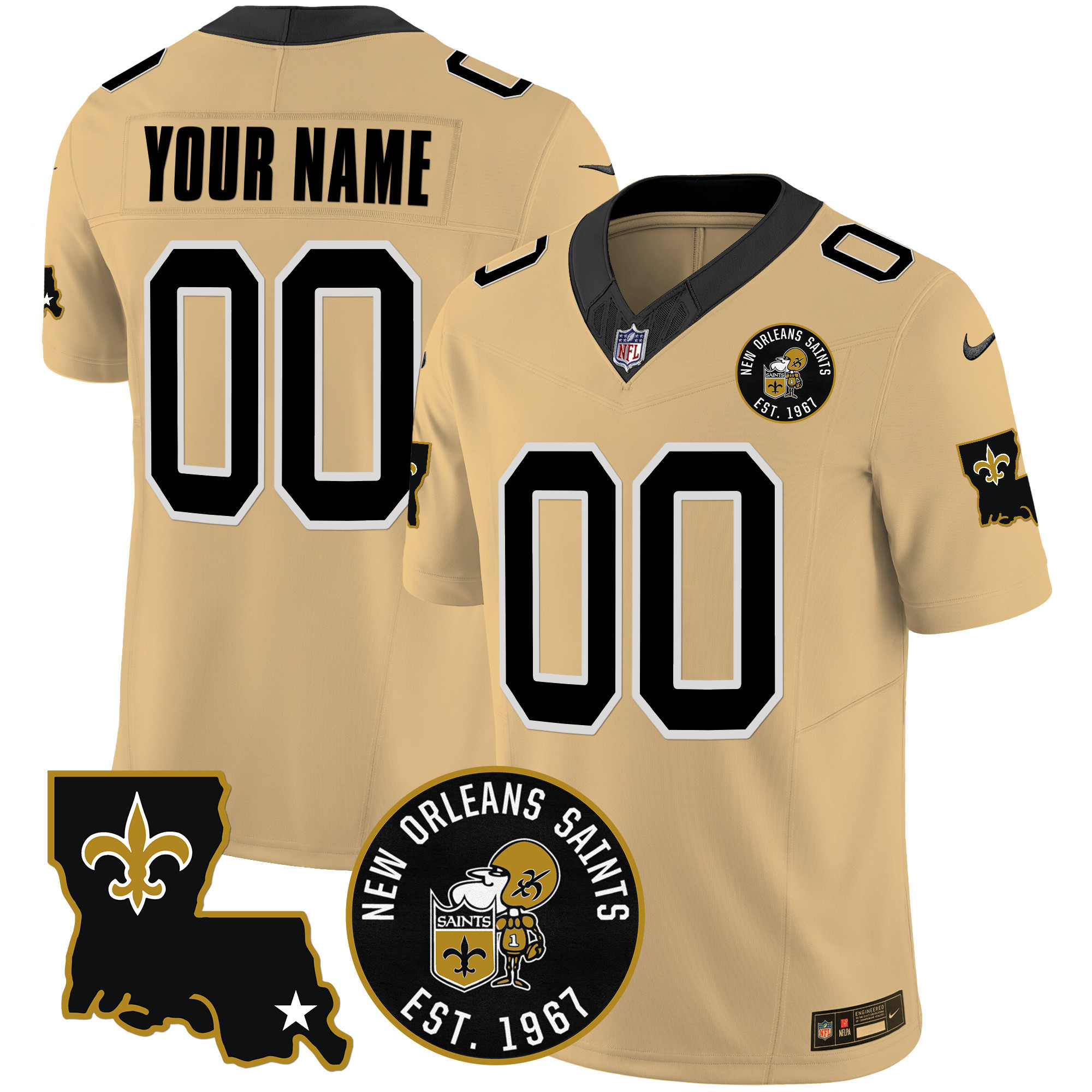 Saints EST. 1967 Patch Vapor Custom Jersey - All Stitched - Image 4
