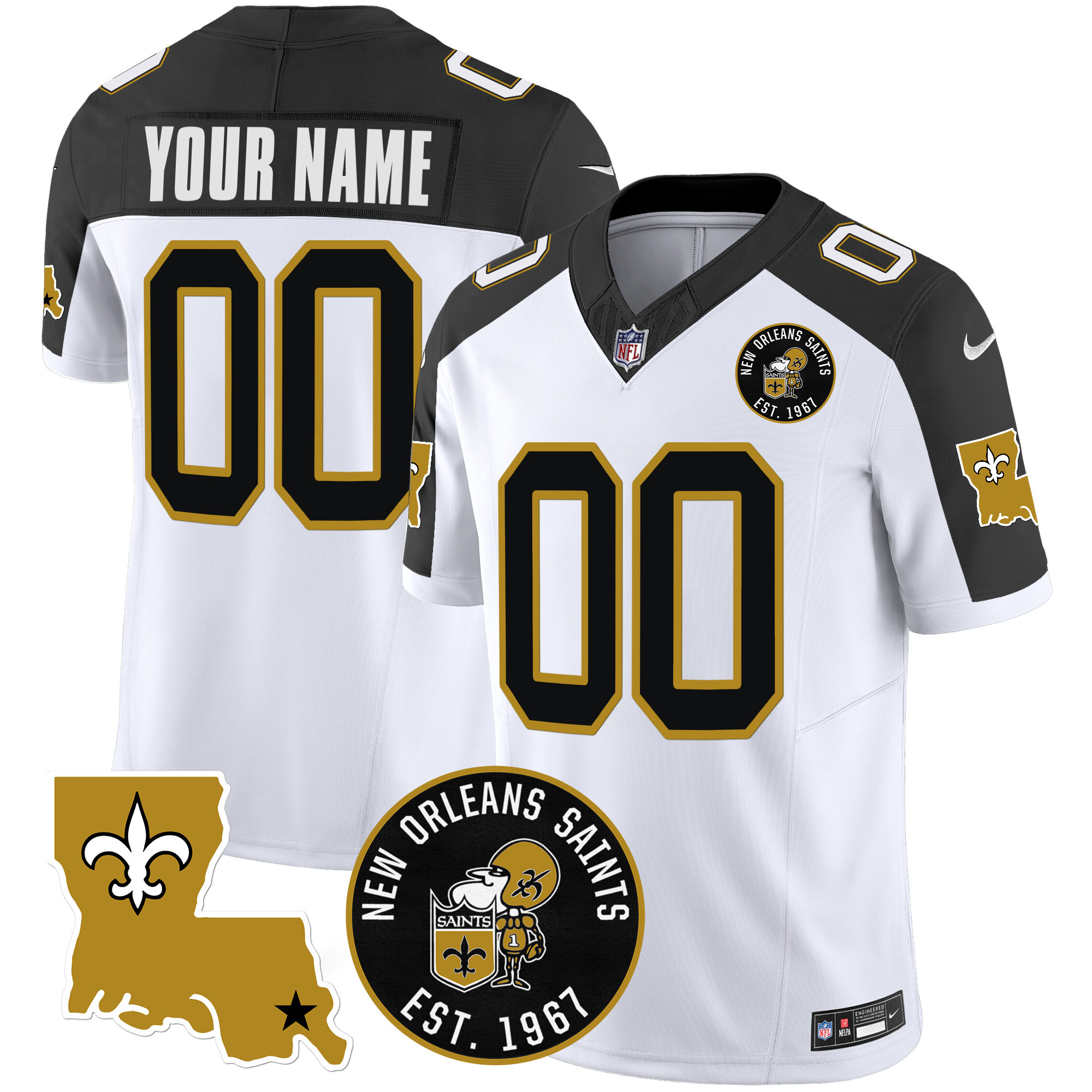 Saints EST. 1967 Patch Vapor Custom Jersey - All Stitched - Image 5