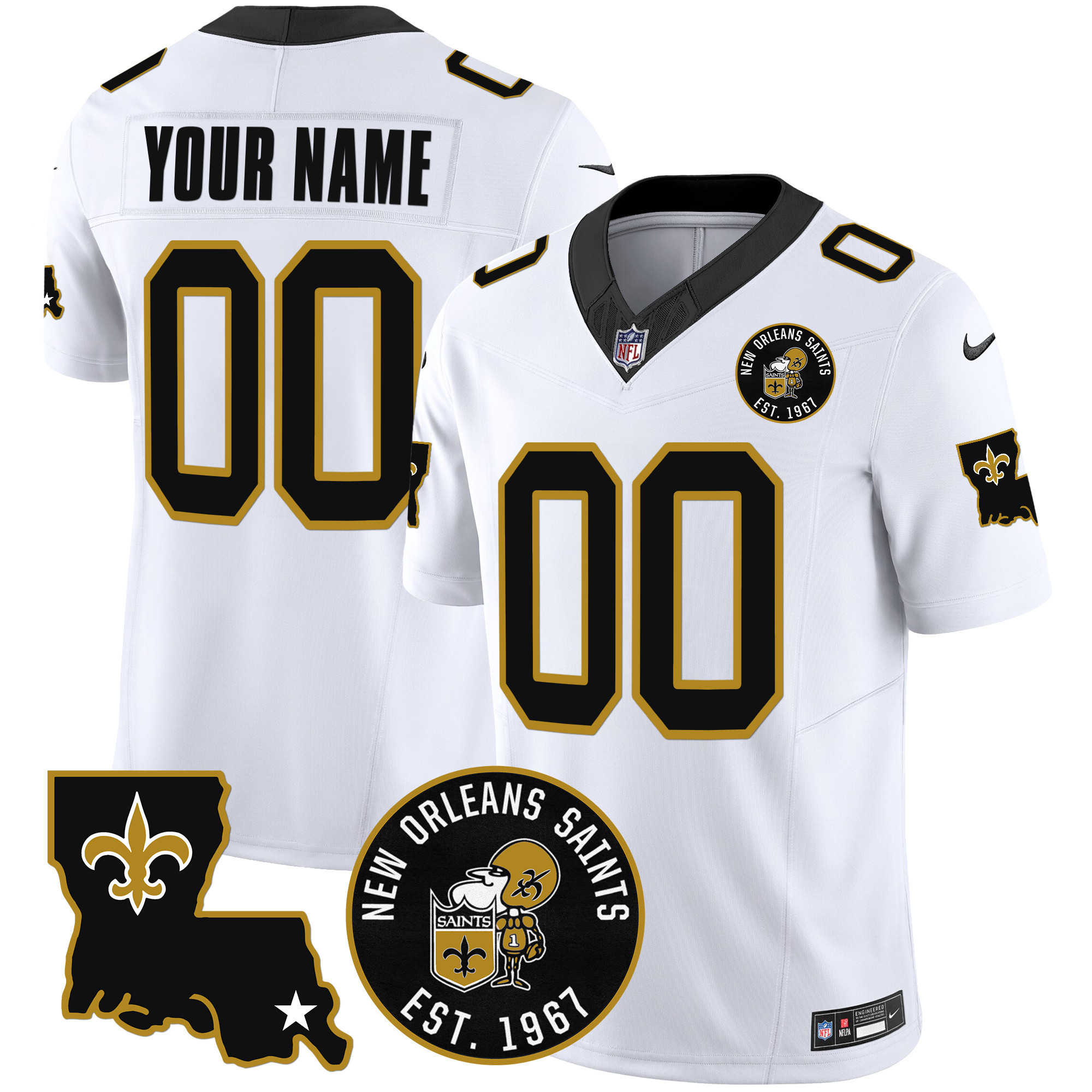 Saints EST. 1967 Patch Vapor Custom Jersey - All Stitched - Image 2