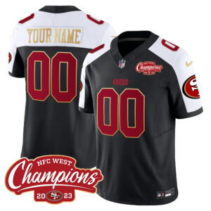 49ers NFC West Champions Gold Trim Vapor Custom Jersey - All Stitched