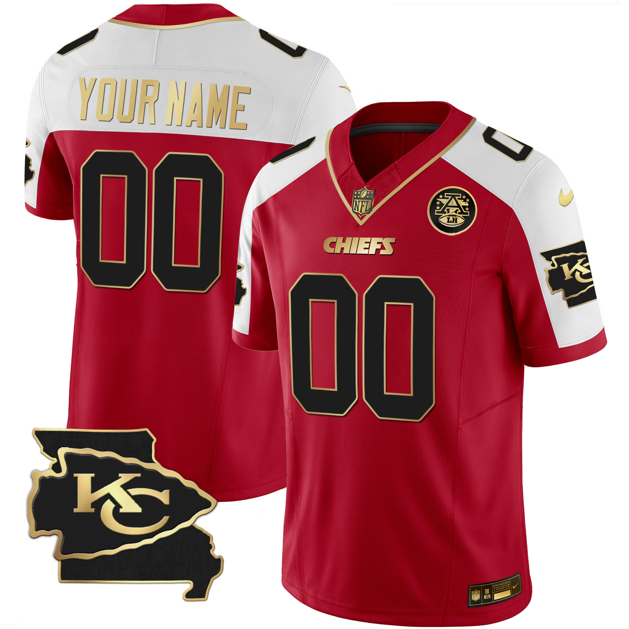 Chiefs Missouri Patch Vapor Limited Custom Jersey - All Stitched