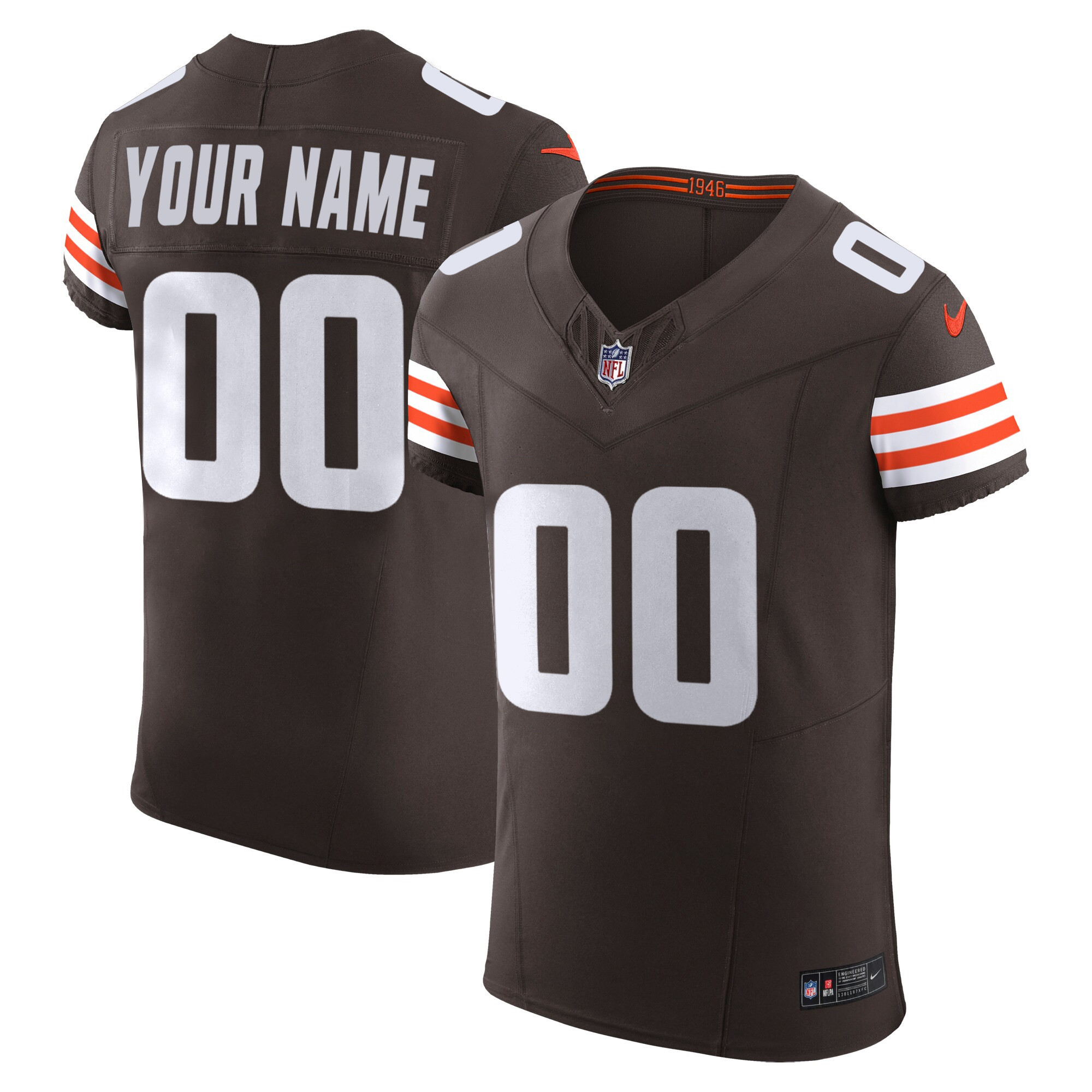 Browns Vapor Elite Custom Jersey - All Stitched