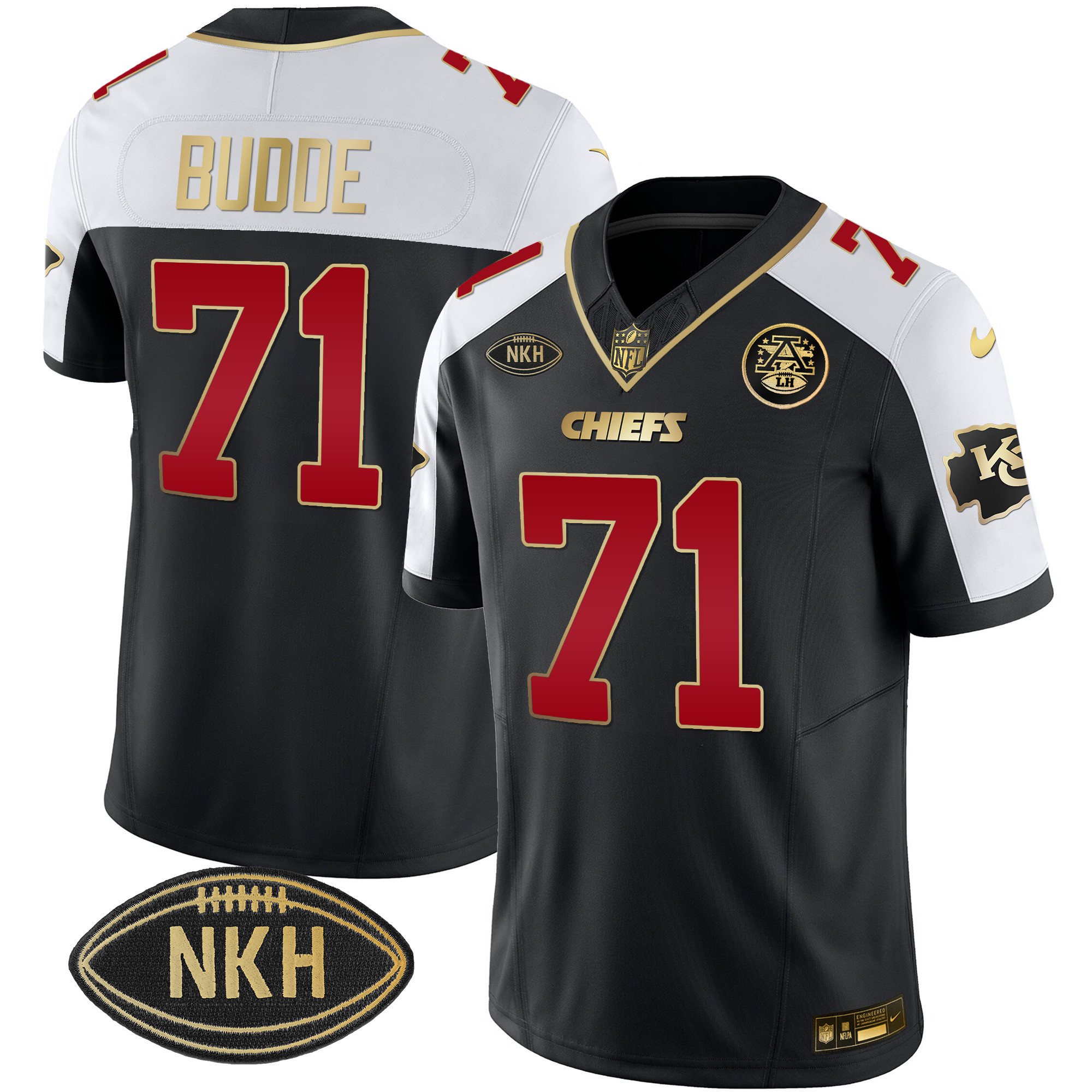 Ed Budde Chiefs Gold Vapor Jersey - All Stitched - Image 2