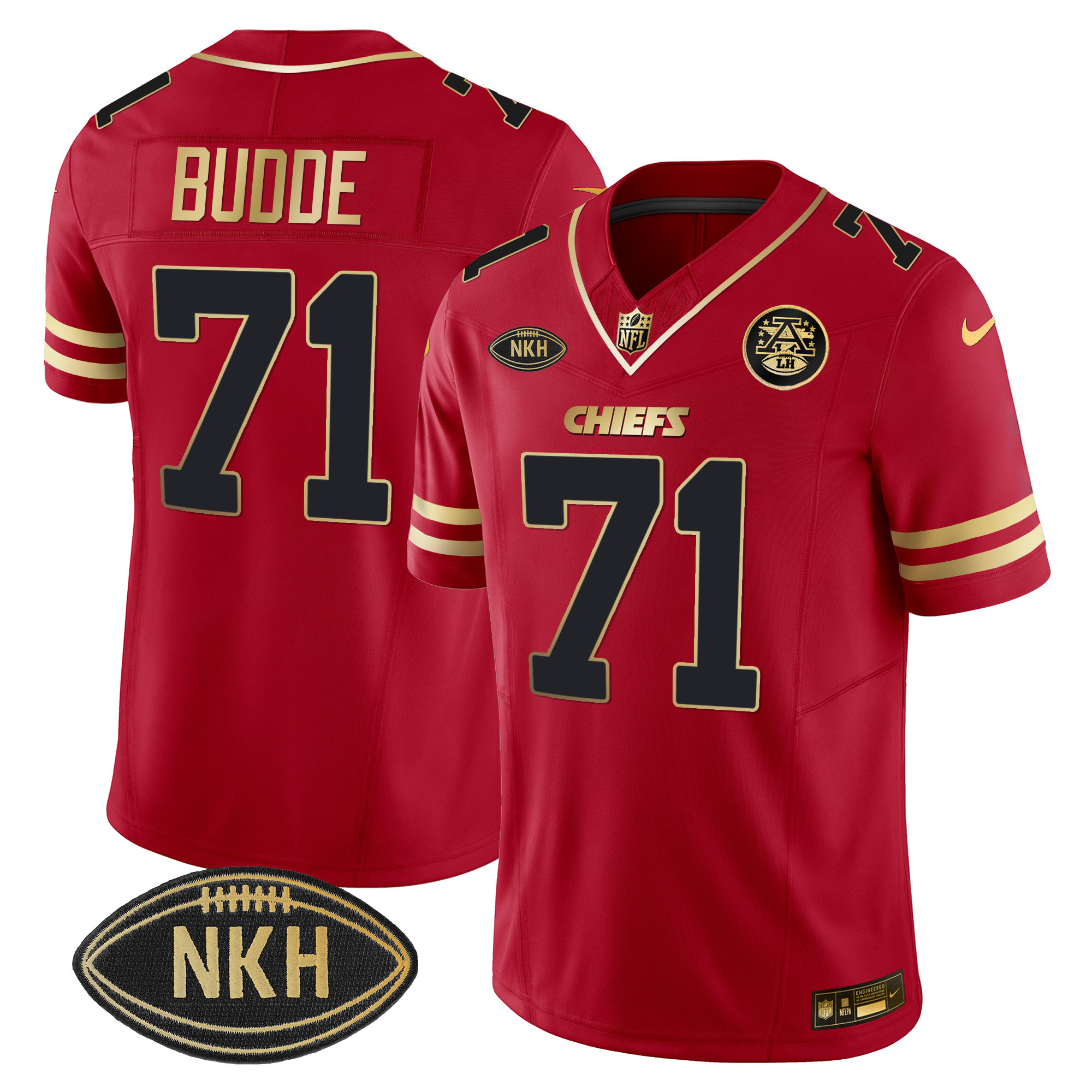 Ed Budde Chiefs Gold Vapor Jersey - All Stitched - Image 3