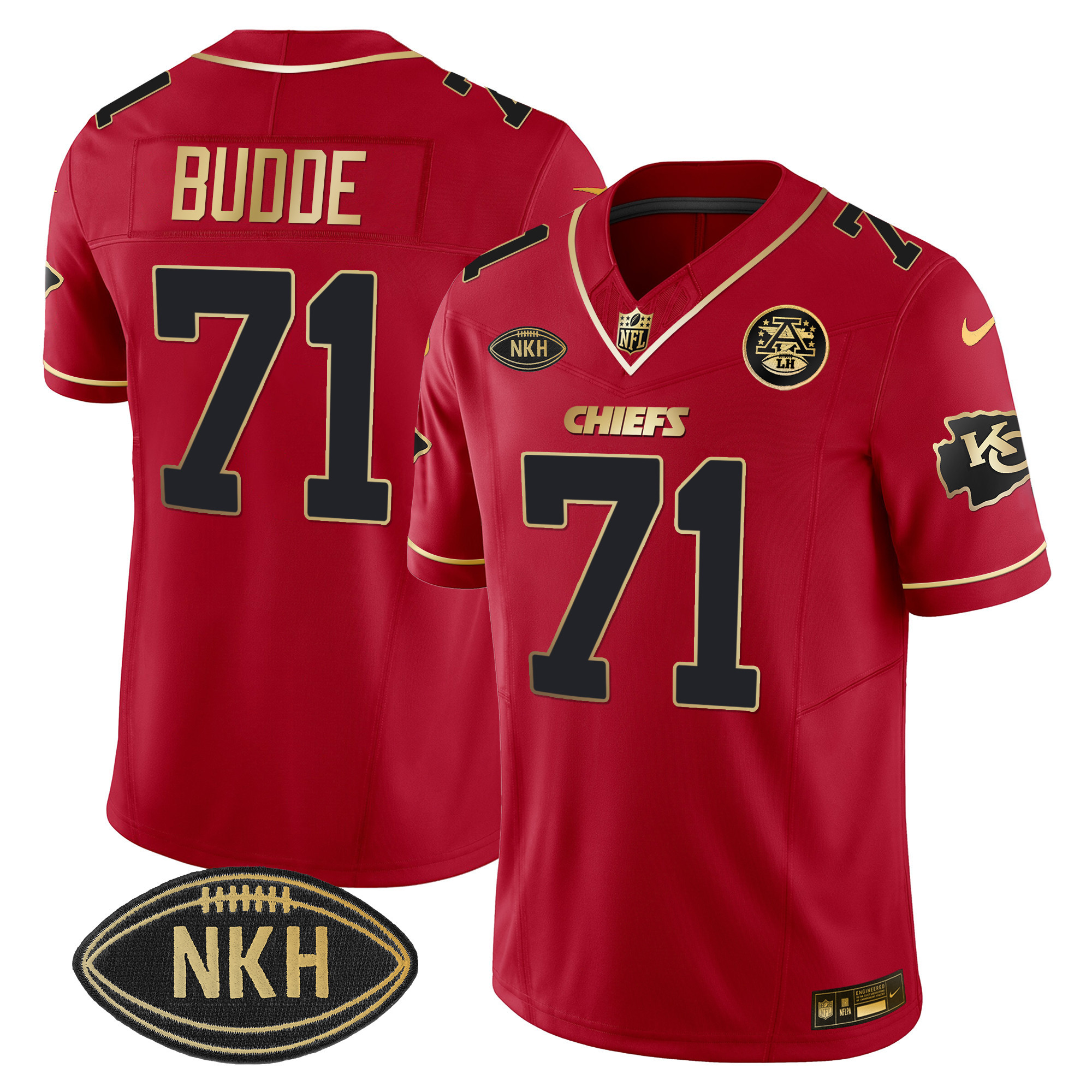 Ed Budde Chiefs Gold Vapor Jersey - All Stitched - Image 4