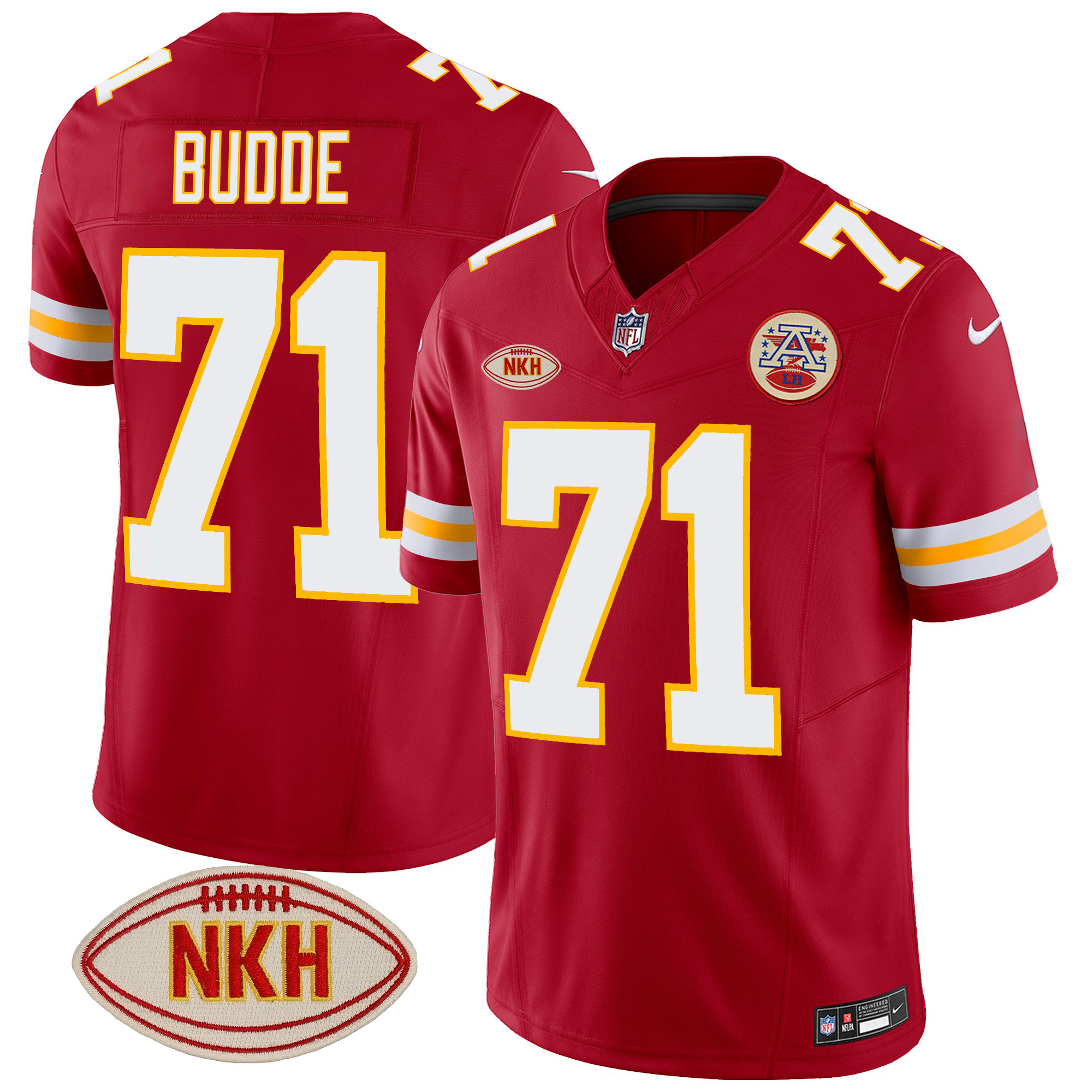 Ed Budde Chiefs Gold Vapor Jersey - All Stitched - Image 6