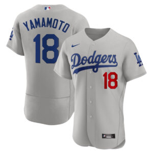 Yoshinobu Yamamoto Los Angeles Dodgers Gray Jersey - All Stitched
