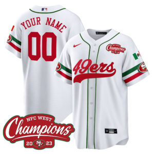 49ers Mexico 2023 NFC West Champions Baseball Custom Jersey - All Stitched