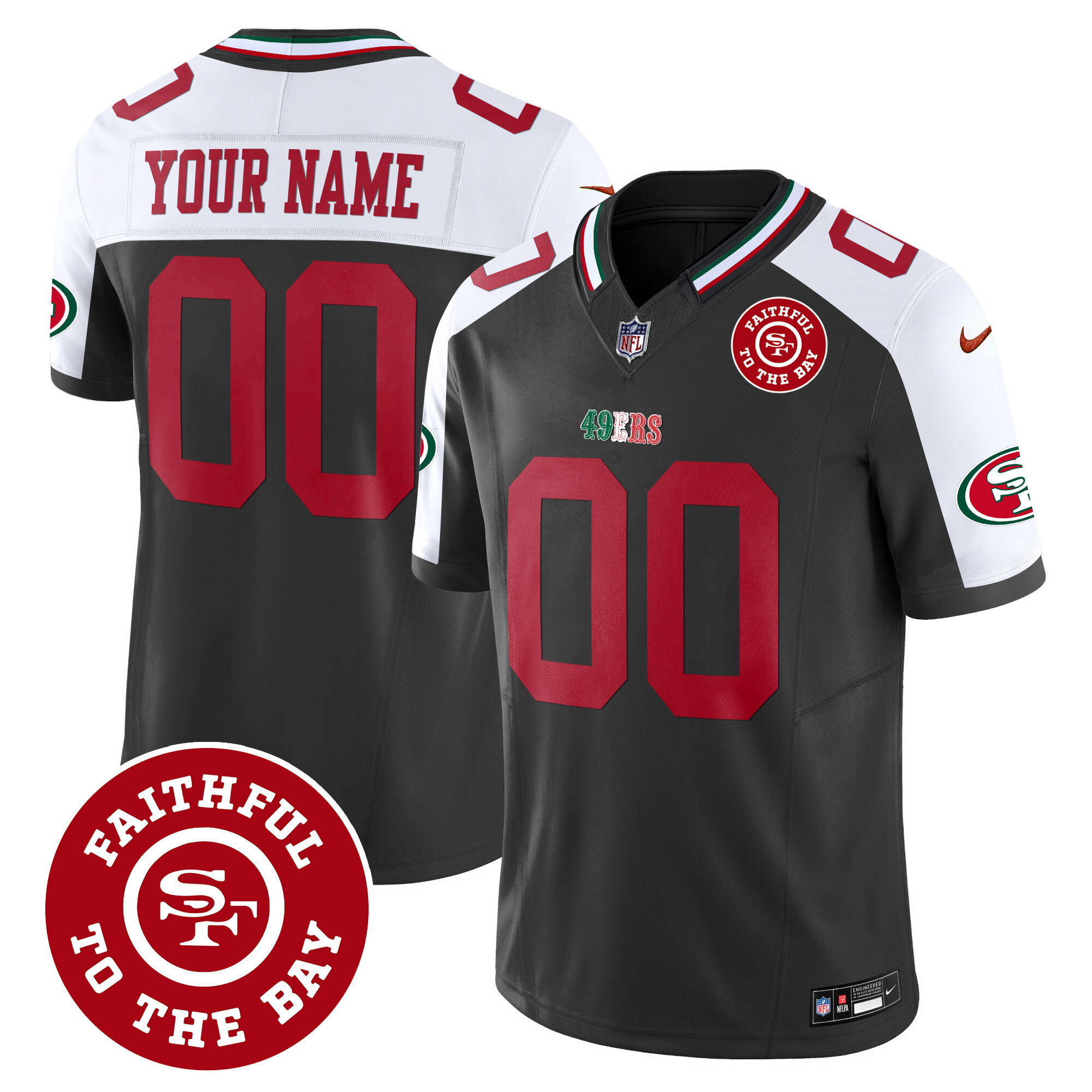 49ers Mexico Faithful To The Bay Patch Vapor Custom Jersey - All Stitched - Image 4