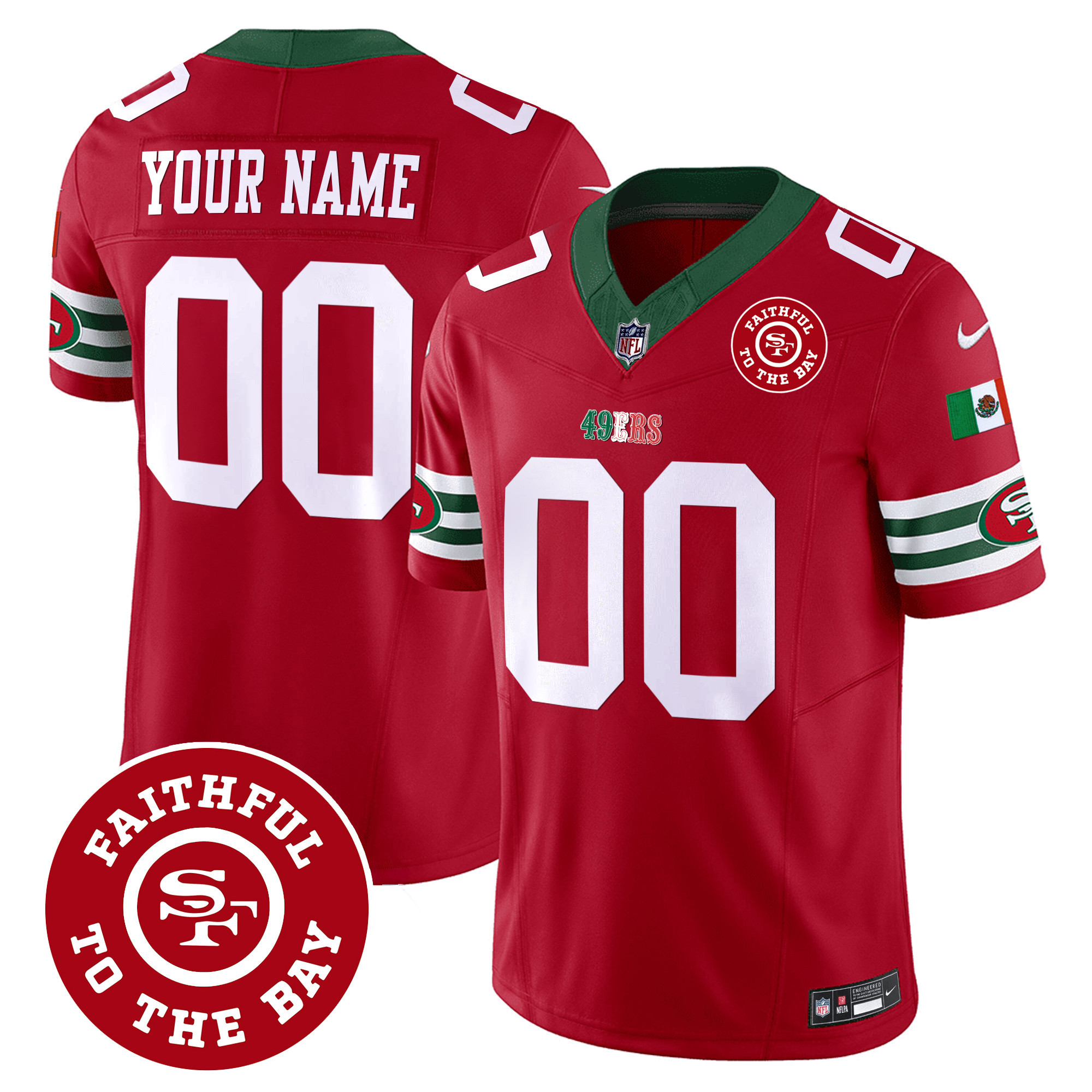 49ers Mexico Faithful To The Bay Patch Vapor Custom Jersey - All Stitched - Image 3