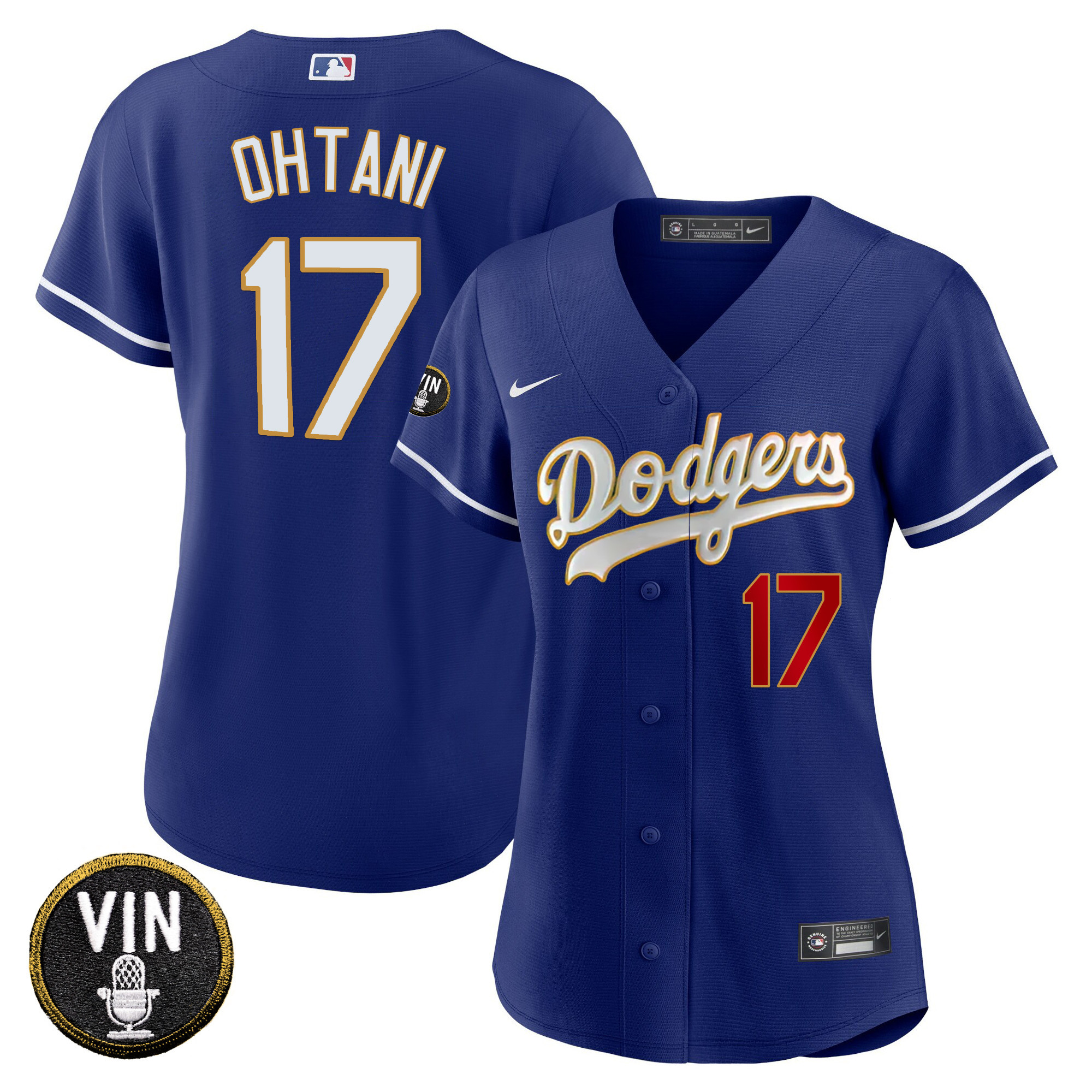 Women's Dodgers Vin Scully Patch Gold Trim Jersey - All Stitched - Image 31