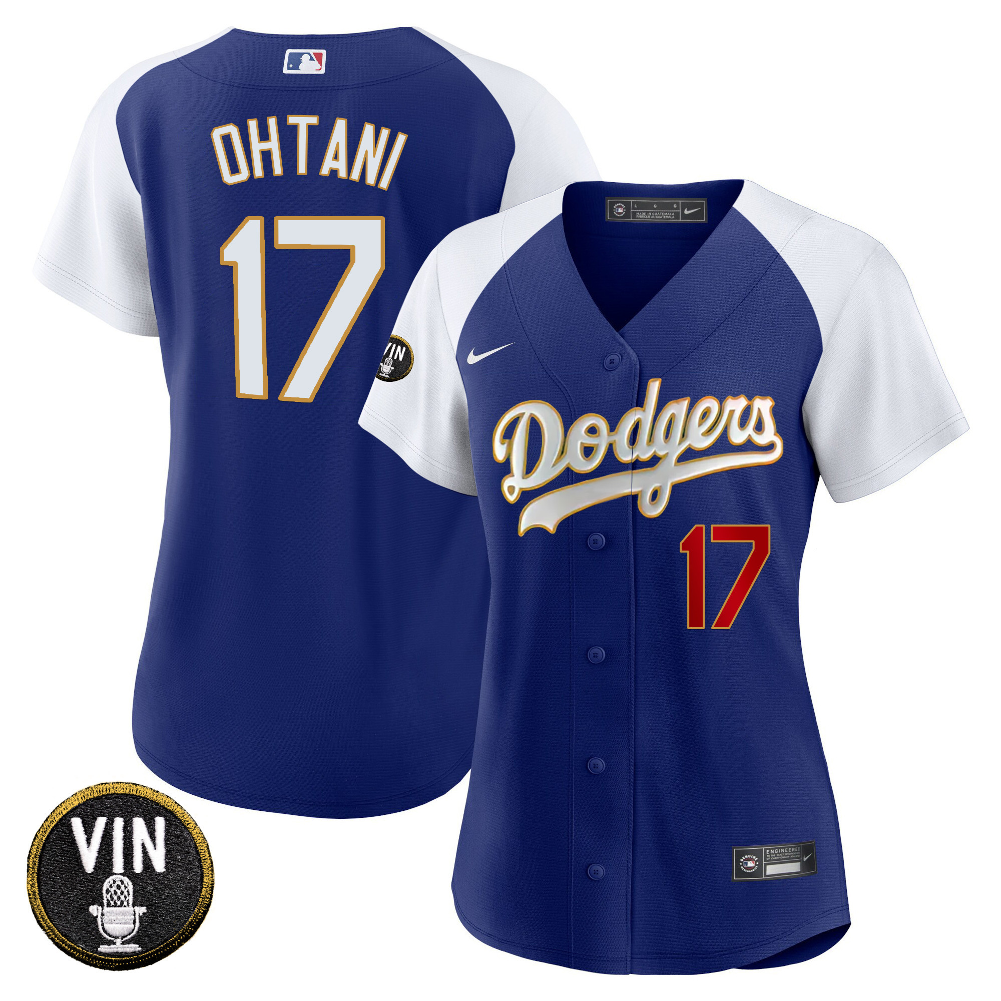 Women's Dodgers Vin Scully Patch Gold Trim Jersey - All Stitched - Image 11
