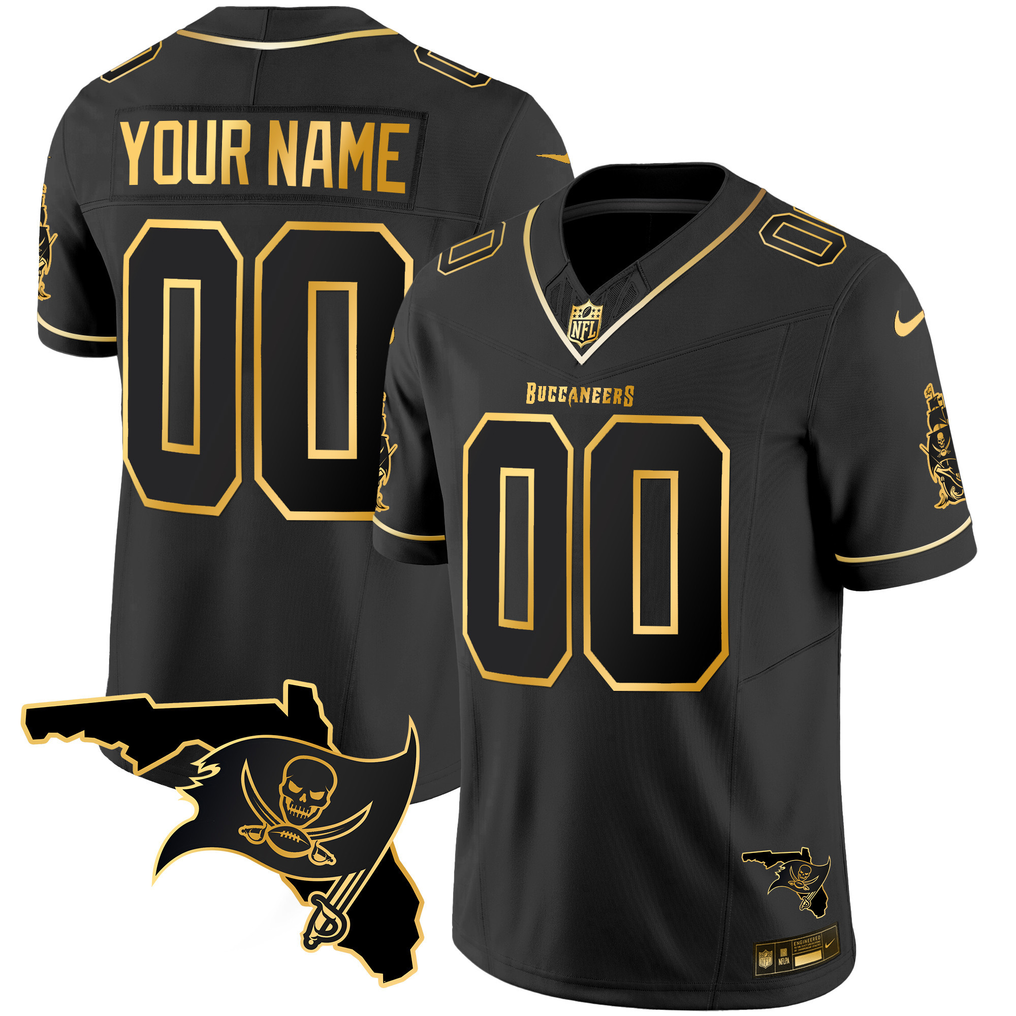 Buccaneers Florida Patch Vapor Gold Custom Jersey - All Stitched - Image 3