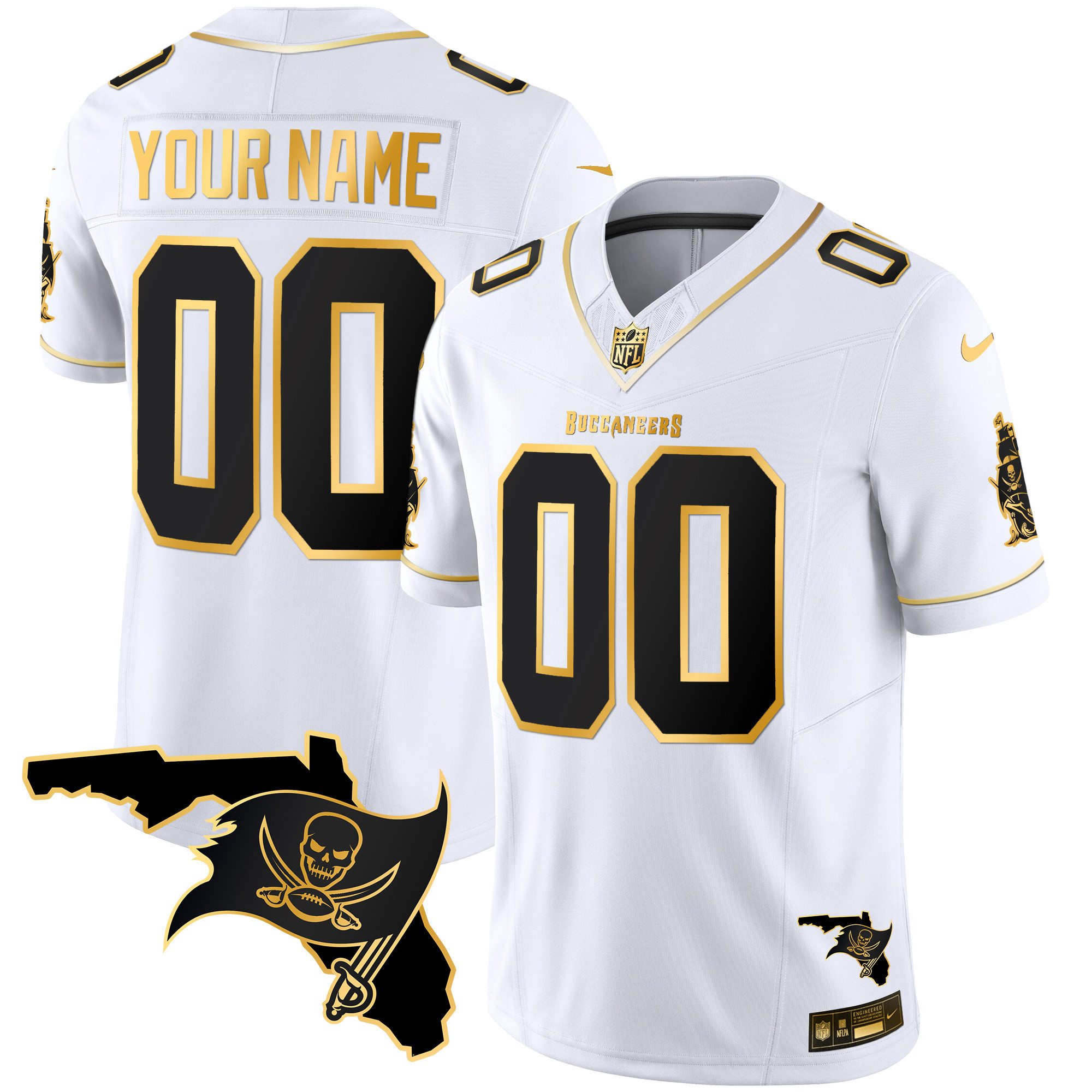 Buccaneers Florida Patch Vapor Gold Custom Jersey - All Stitched - Image 4