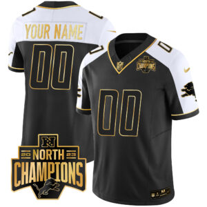 Detroit Lions 2023 NFC North Division Champions Patch Vapor Gold Custom Jersey - All Stitched