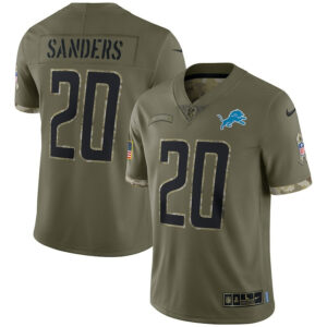 Barry Sanders Olive Detroit Lions 2022 Salute To Service Limited Jersey - All Stitched