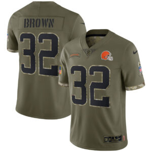 Jim Brown Cleveland Browns Salute To Service Jersey - All Stitched