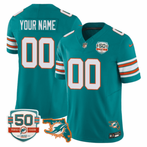 Dolphins Throwback 50th Perfect Season & Florida Patch Vapor Custom Jersey - All Stitched