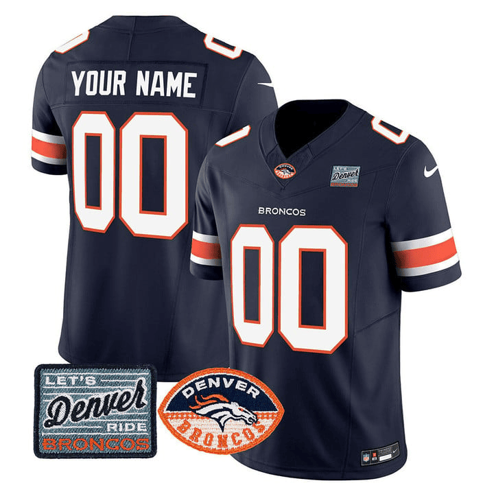 Denver Broncos Logo Patch Vapor Limited Custom Jersey - All Stitched - Image 2