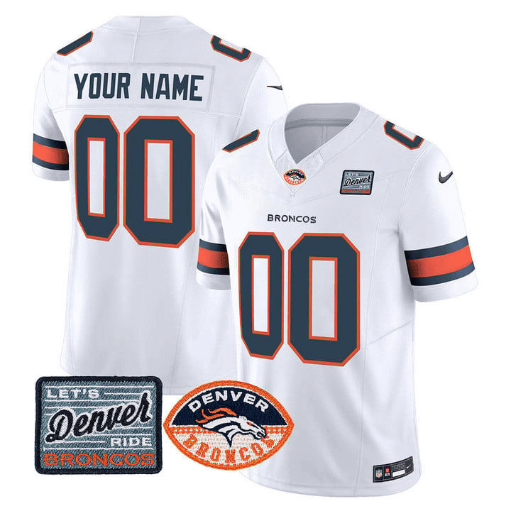 Denver Broncos Logo Patch Vapor Limited Custom Jersey - All Stitched - Image 3