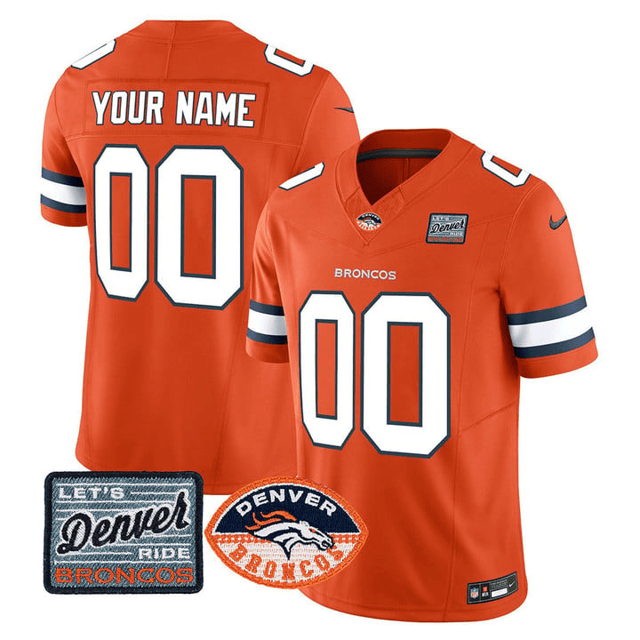 Denver Broncos Logo Patch Vapor Limited Custom Jersey - All Stitched