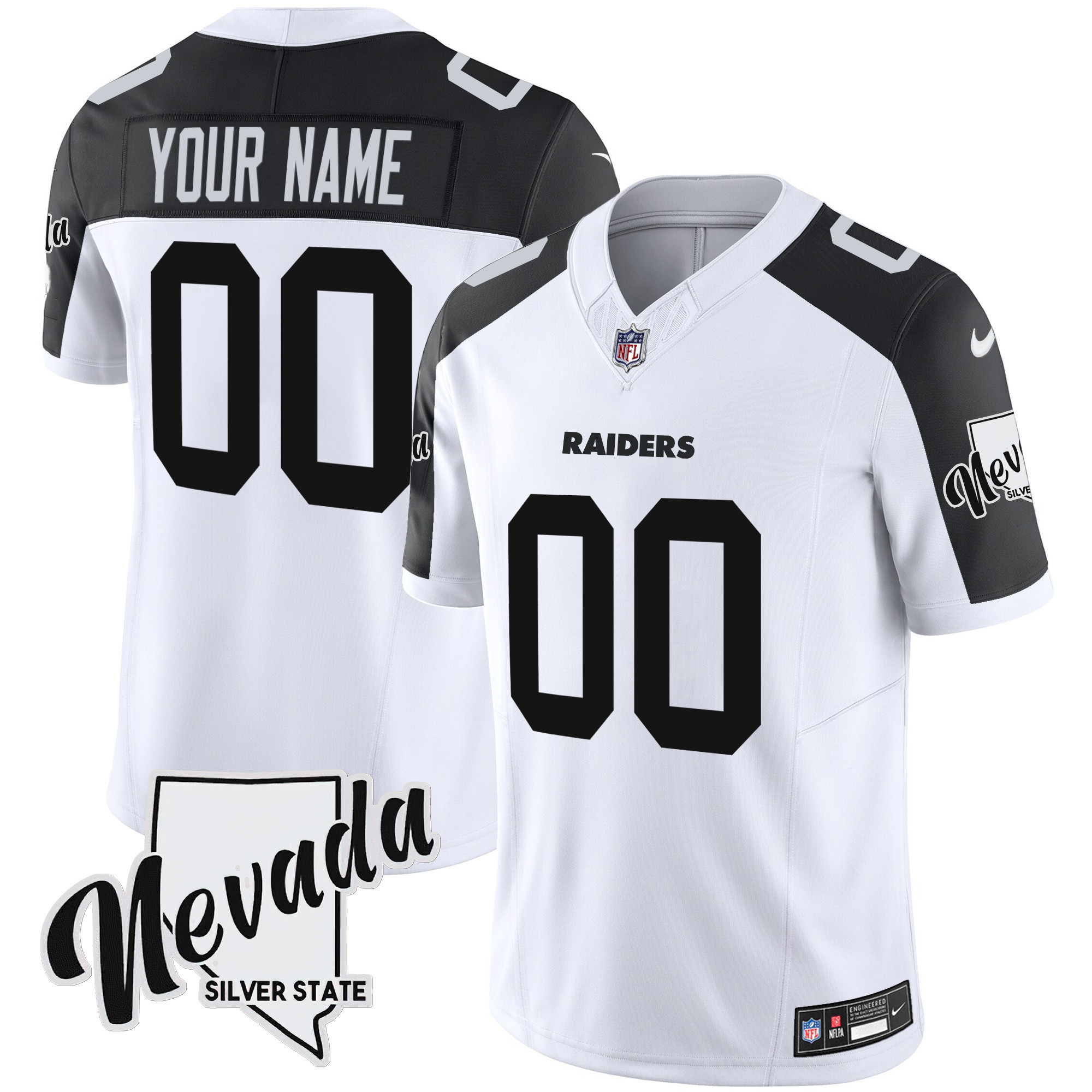 Raiders Nevada Silver State Patch Vapor Custom Jersey - All Stitched - Image 5