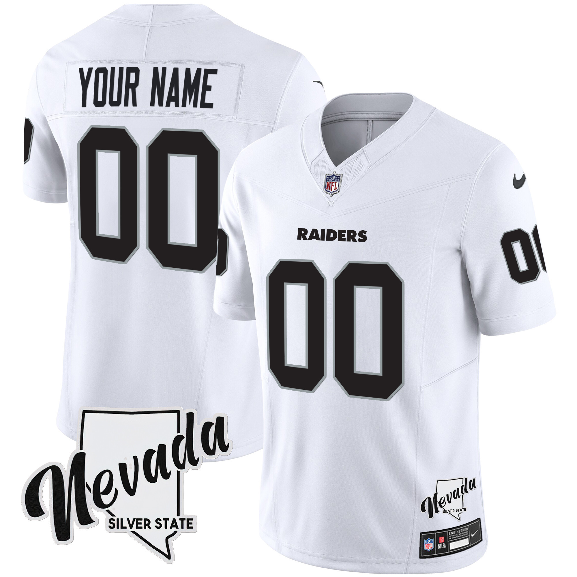 Raiders Nevada Silver State Patch Vapor Custom Jersey - All Stitched - Image 3