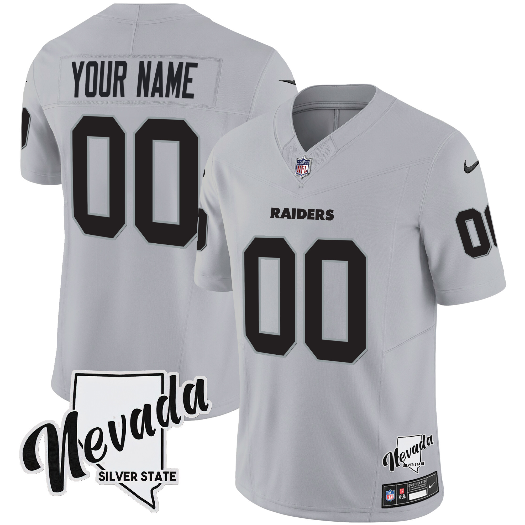 Raiders Nevada Silver State Patch Vapor Custom Jersey - All Stitched - Image 4